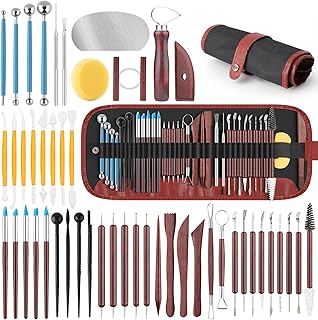Kit de 48 herramientas de cerámica para esculpir, herramientas de tallado de arcilla, herramientas de cerámica para arcilla polimérica, modelado, recorte, moldeado, moldeado, horno de cerámica