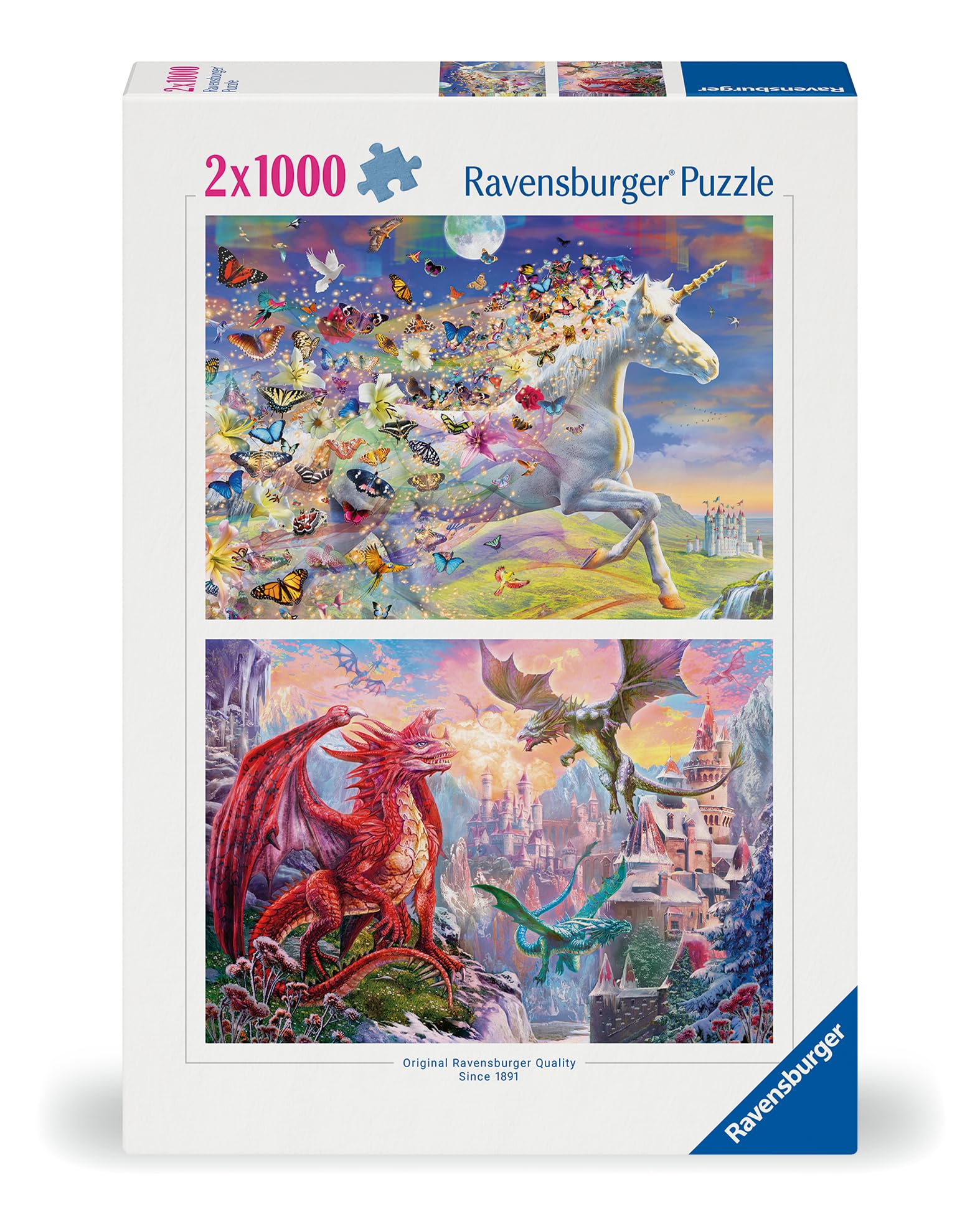 Ravensburger Unicorns & Dragons 2x 1000 Piece Jigsaw Puzzle for Adults and Kids Age 12 Years Up