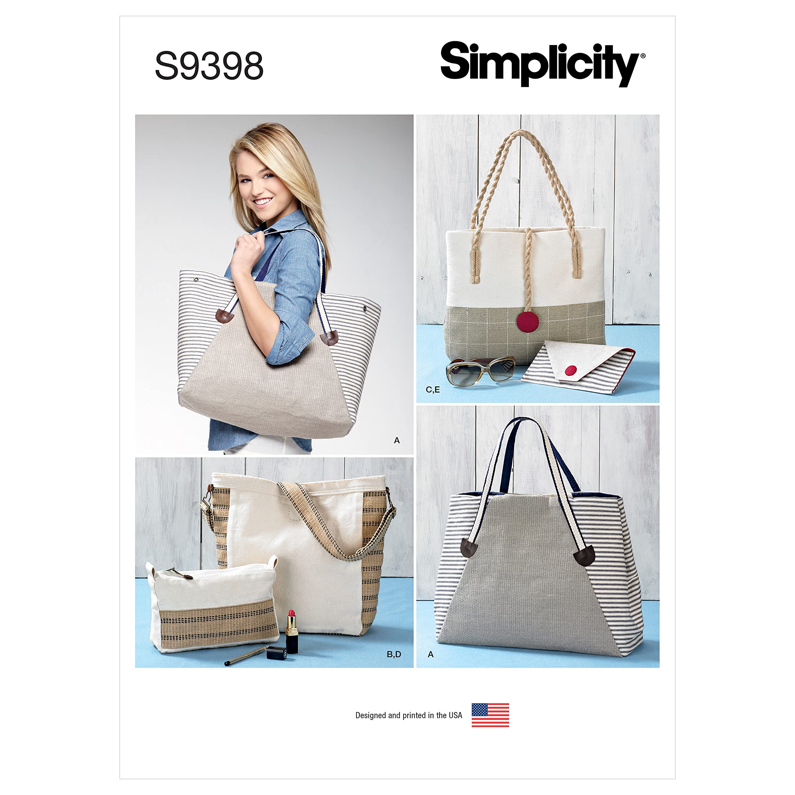 SIMPLICITYSimplicity Sewing Pattern S9398 Assorted Tote Bag, Bag and Clutch