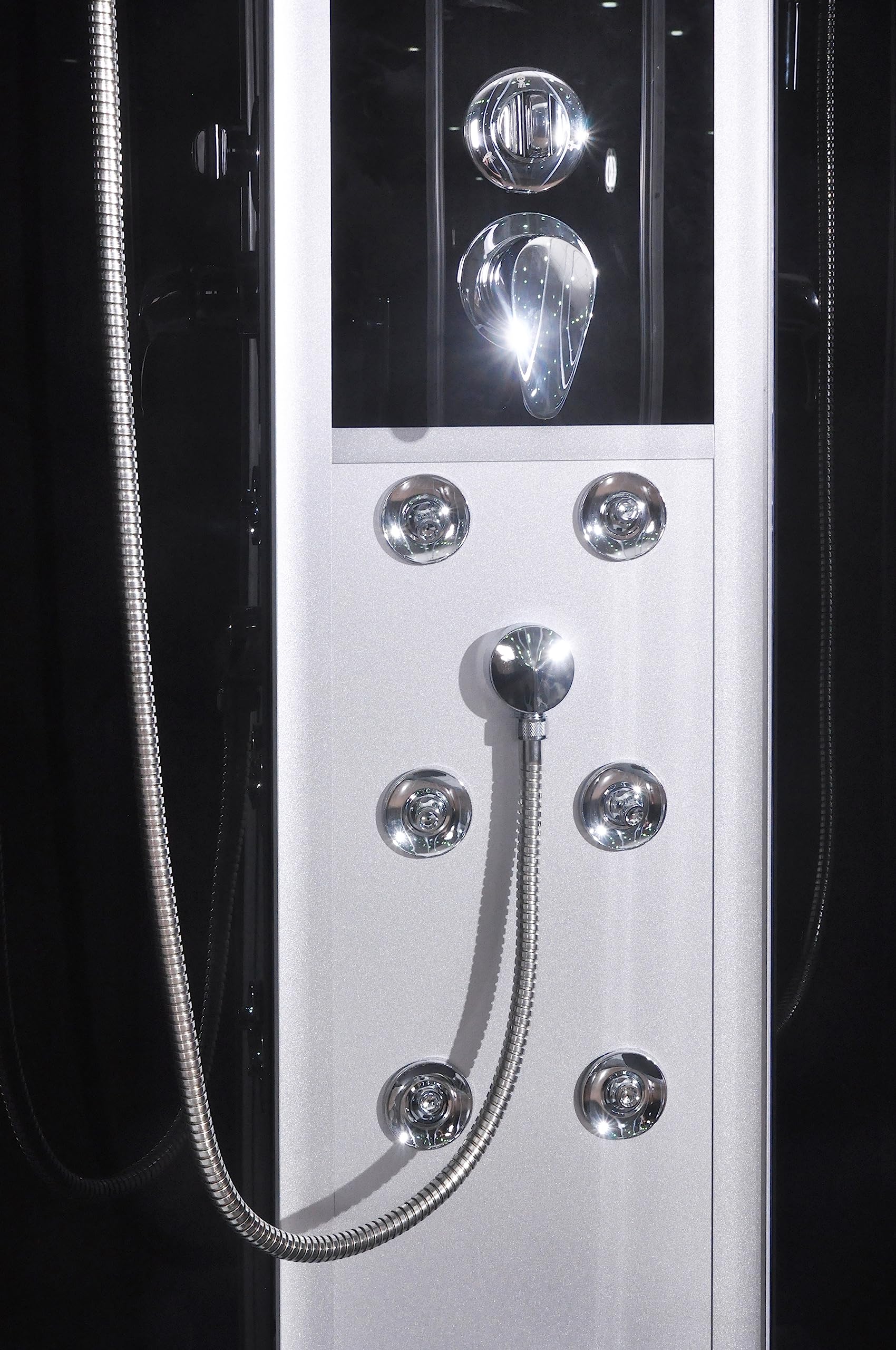 Cabina de ducha completa negra VARIO derecha 215 cm x 120 cm x 80 cm - cristal de seguridad, ducha completa, con plato de ducha, cabina de ducha completa