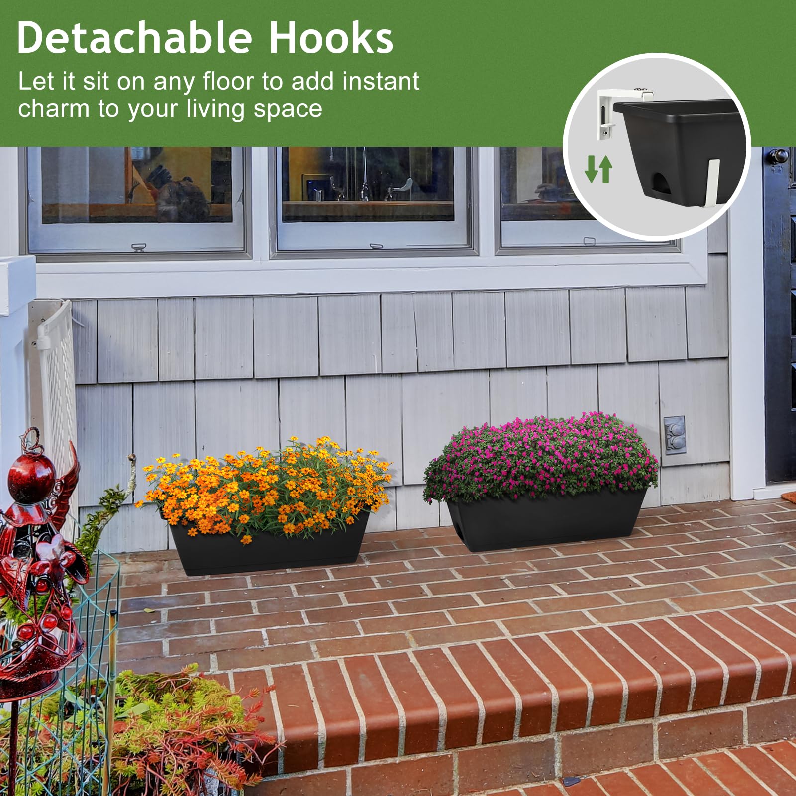 Side Railing Planters Snapklik.com : ETELI Railing Planter 6 Pack, 16.9 Inch Window Basket ...