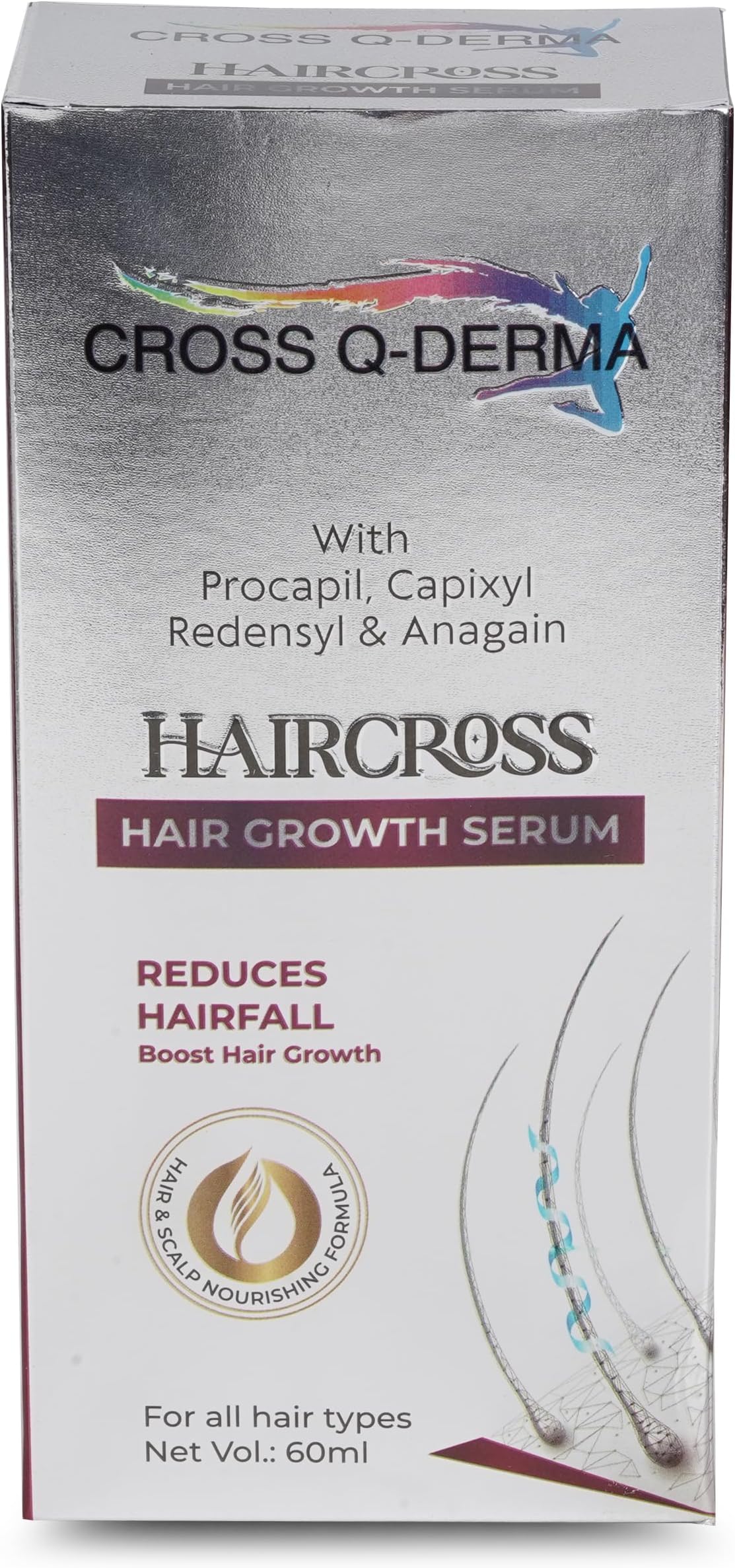 Hair Cross Hair Follicle Stimulating Serum- Hair Fall Control & Hair Growth Support for Men & Women- 60ml