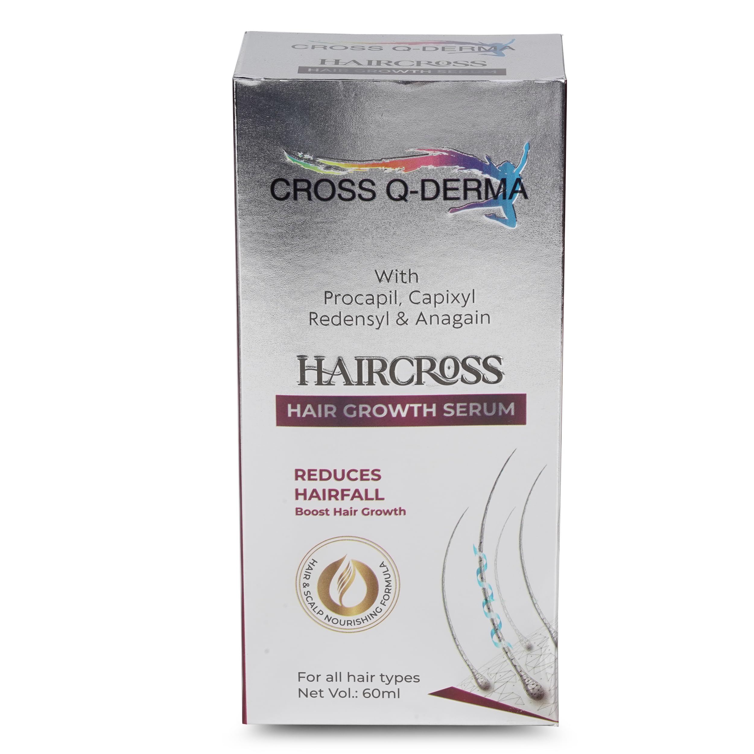 Hair Cross Hair Follicle Stimulating Serum- Hair Fall Control & Hair Growth Support for Men & Women- 60ml