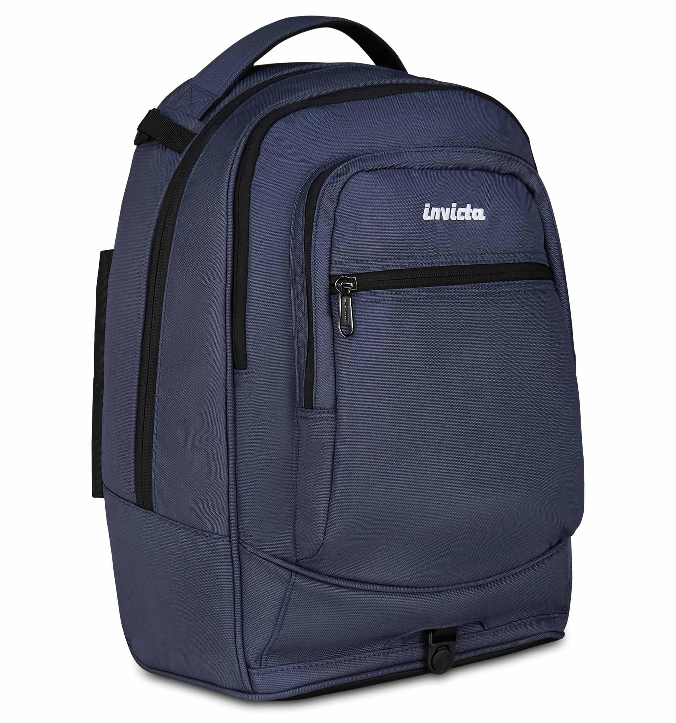 Invicta Trolley Scuola Plug, Blu, 3 in 1, Zaino Doppio Scomparto Con Carrello Sganciabile, Tasca Per PC, Tasca Per Borraccia, 34 lt, Scuola Media e Superiore, Viaggio, Zaino Ragazza e Ragazzo