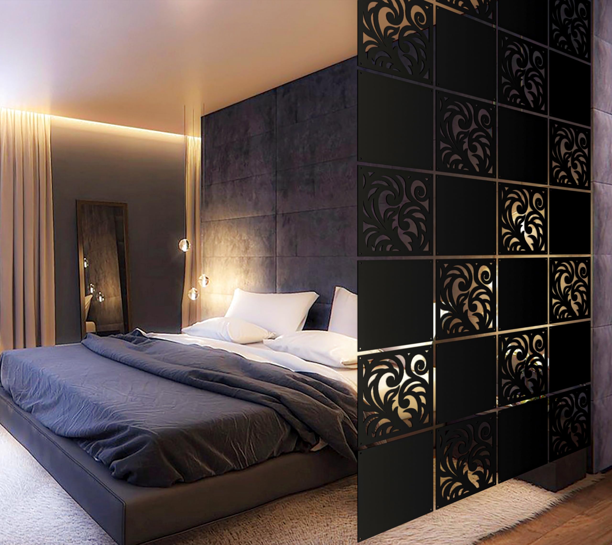Planet Decor Modern Attractive Hanging DIY Room Divider Static Inky Decorative Wall Screen Partition for Decorating Living Dining Room Kitchen & Bedroom Set of 12 (Black) 1