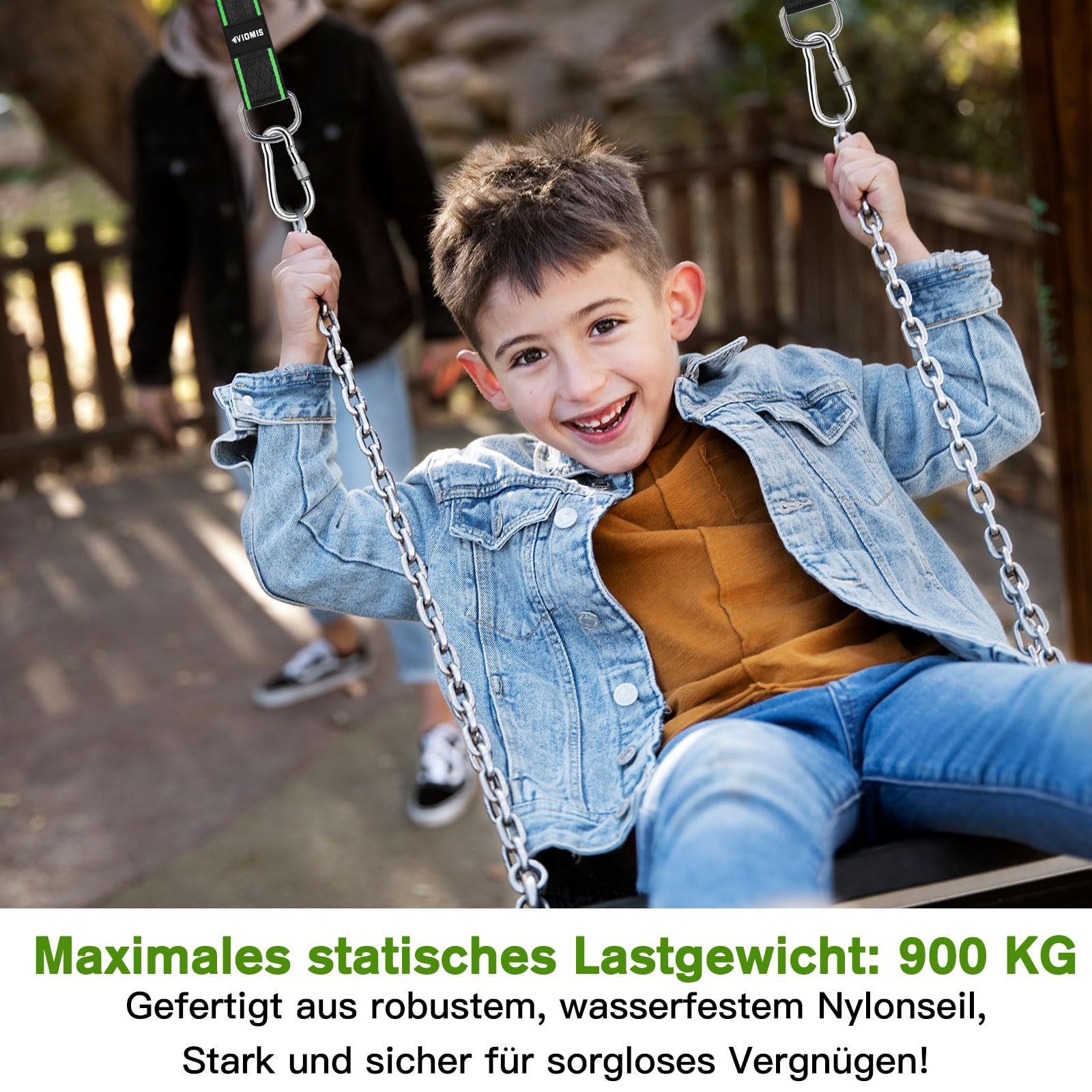 Set di fissaggio per altalena e amaca, 900 kg, pacchetto completo con cinghie da 150 cm, moschettoni, anelli a D, protezione dell'albero e custodia, uso universale per giardino e esterno
