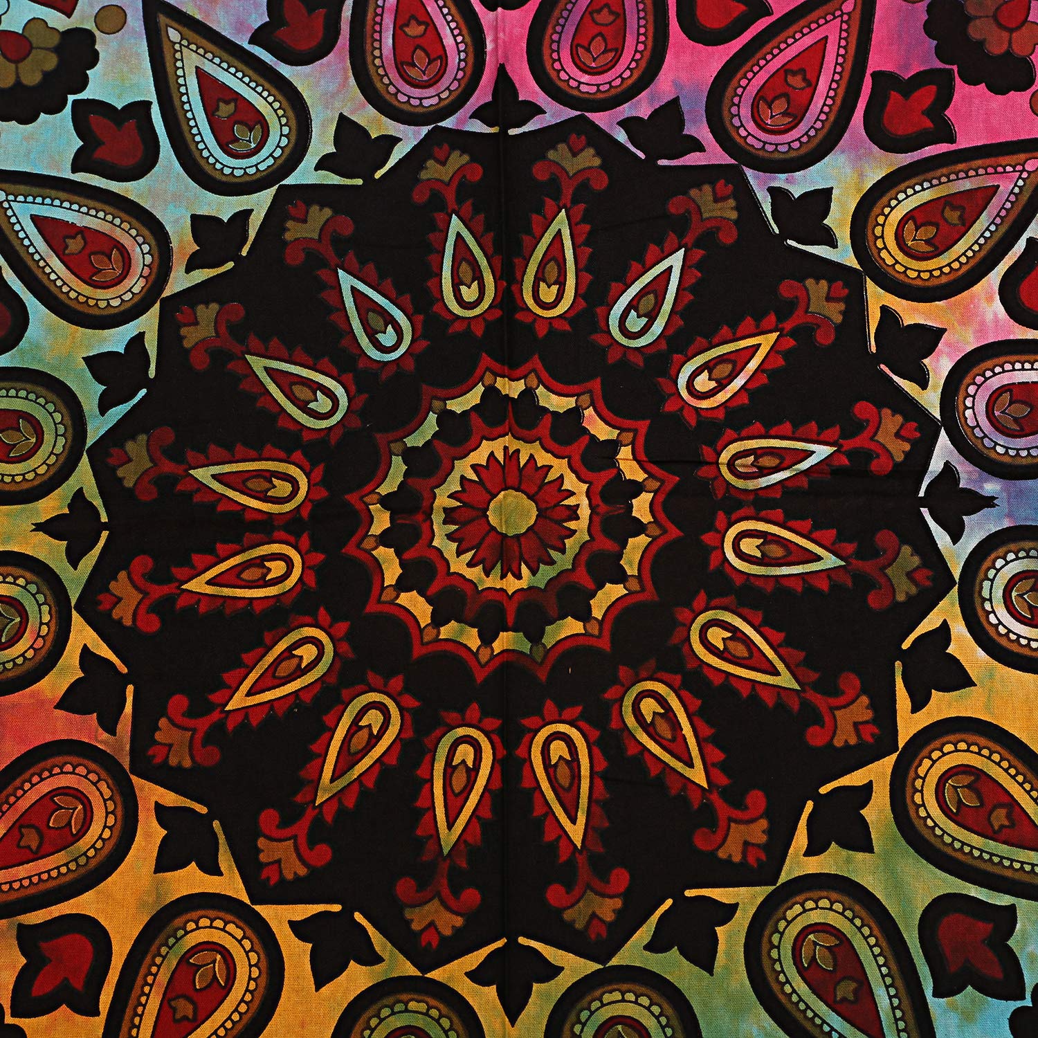 GANESHAM Tenda Da Balcone Indiana Trasparente Con Mandala - 2 Pannelli 208x104 Cm, Bianco E Oro, Filtro Luce, Bohémien