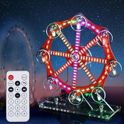 MiOYOOW Modelo de rueda de fortuna SMD DIY, luces LED coloridas SMT, kit de práctica de soldadura SMT, kit de proyecto electrónico de rueda de