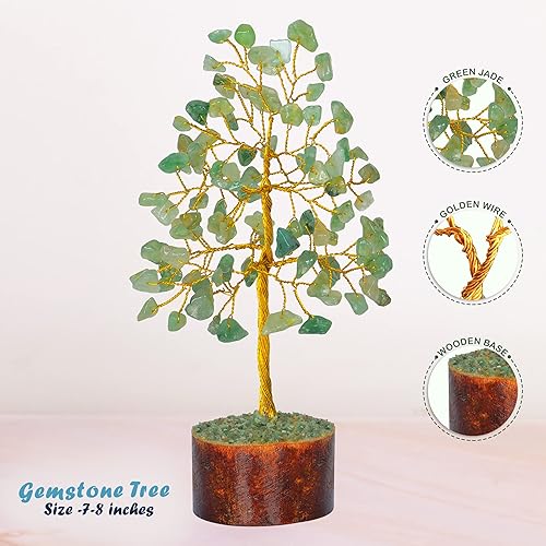 Miniatura 2 de YATHABI Árbol de chakra de jade verde, piedra preciosa natural de cristal curativo Feng Shui, árboles bonsái para decoración del hogar, prosperidad,