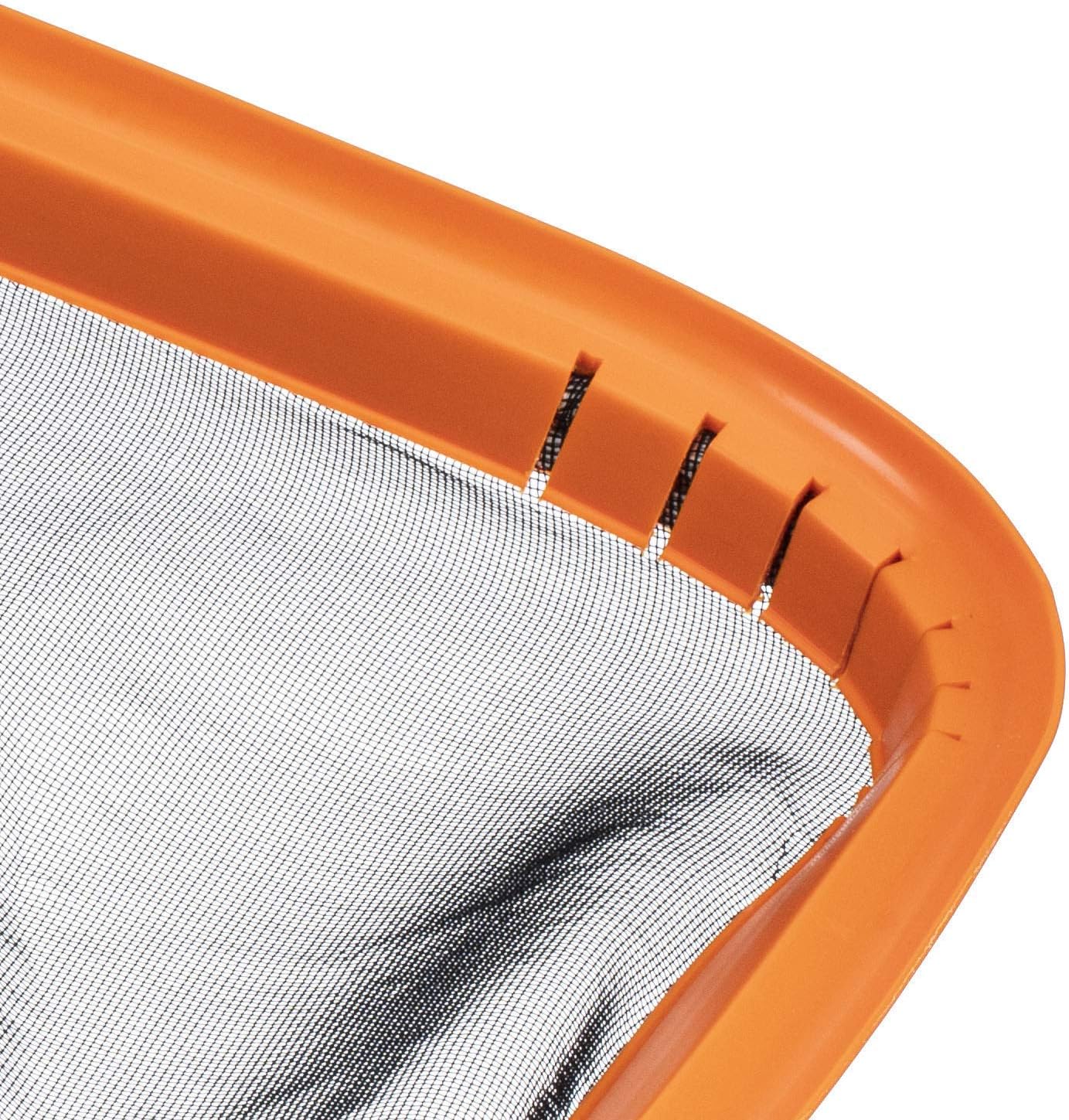 WWD POOL Pool Skimmer Net, Heavy Duty 16" Surface Leaf Rake for Cleaning, Commercial Grade Strong Reinforced - Pool Ponds Spa - Orange
