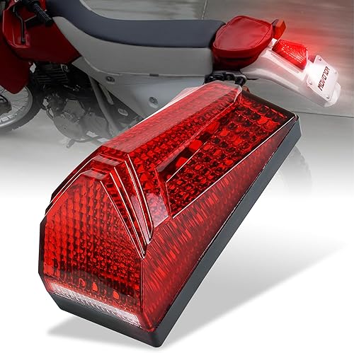 Luz trasera LED 500% brillante luz de freno trasera con iluminación de matrícula compatible con Dirt Bike Enduro Cafe Custom Honda XR650L XR600R