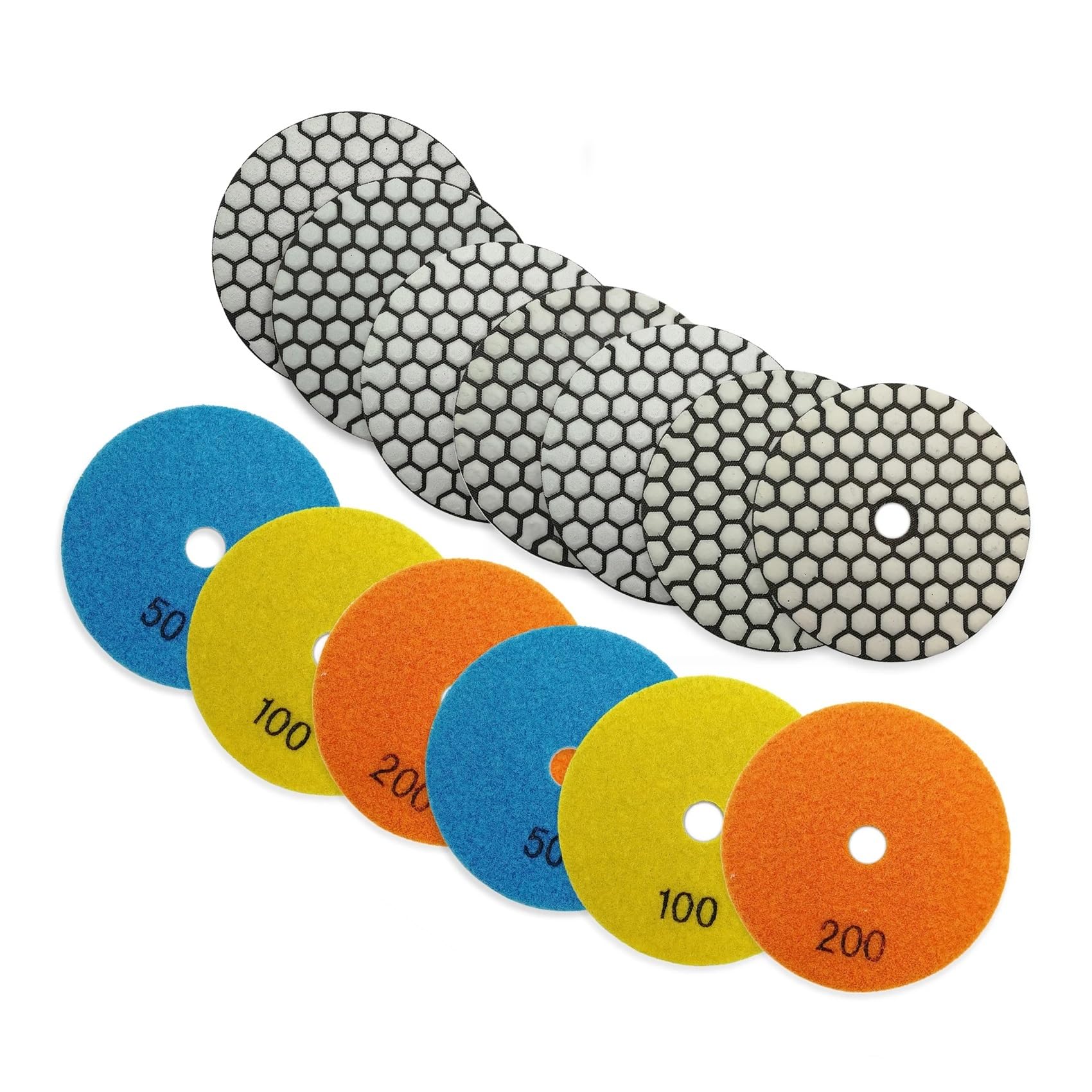 Set di 6 Dischi abrasivi for lucidatura a Secco for Marmo, Granito, Ceramica, Pietra e smerigliatrici angolari, Diametro 100 mm, 4 Pollici(6pcs Grit 1500)
