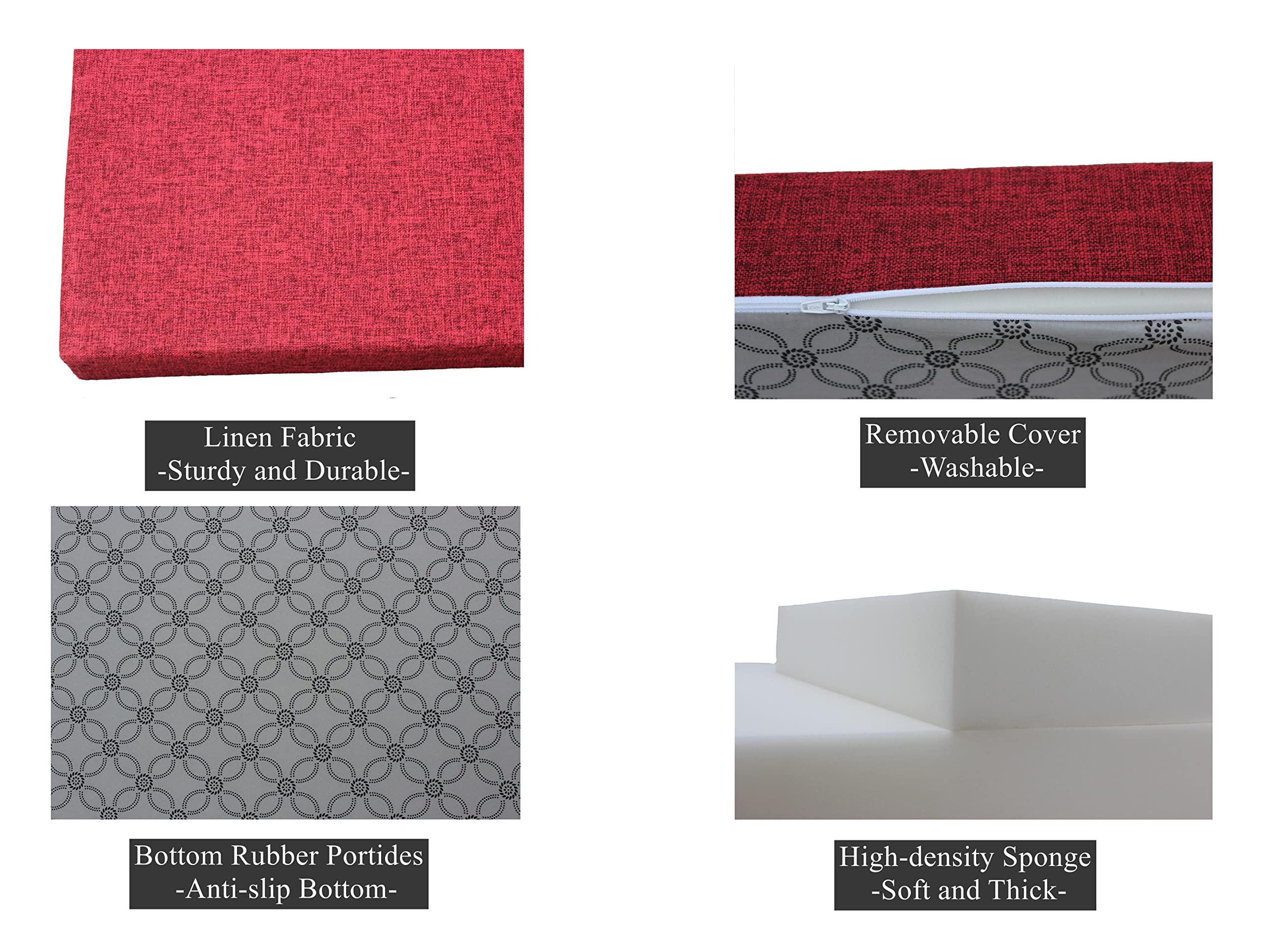 Coussin pour banc ou canapé - Couleur : rouge - Taille personnalisée