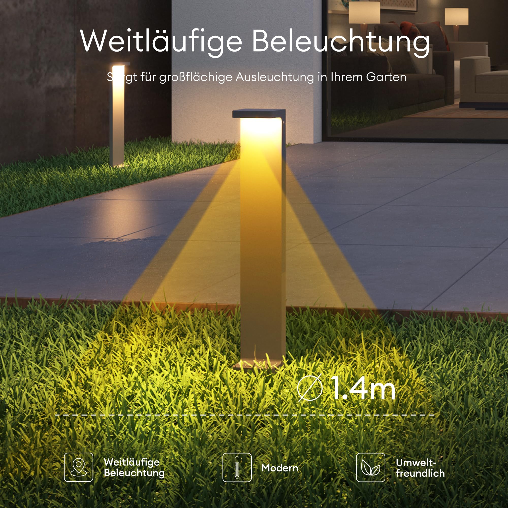 Mai & Mai Lampe sur Pied Extérieur LED IP65 Gris Foncé 100x60x600mm LumaTorch