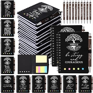 Kosiz 40 Pcs Christian Prayer Journal Gifts Bulk, Pens, Black, Tree of Life