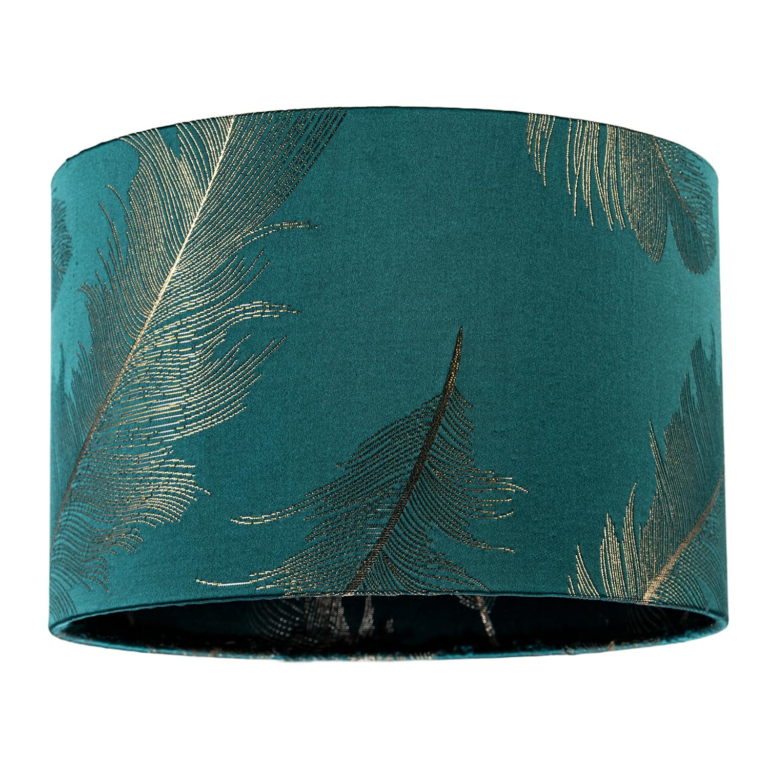 Happy Homewares Dark/Green/Gold Emerald Cotton Jacquard Shade With Foil Fern Design