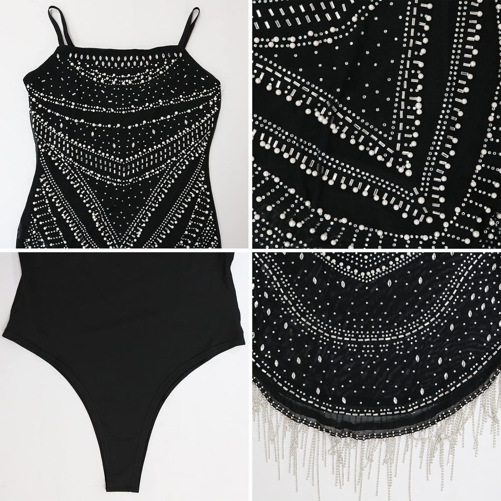 CUTTE Vestido de Club Nocturno con Lentejuelas para Mujer, Vestidos de Fiesta de Graduación Vestido con Flecos Tirantes Finos Sin Mangas Vestidos de Verano con Cuentas de Lentejuelas