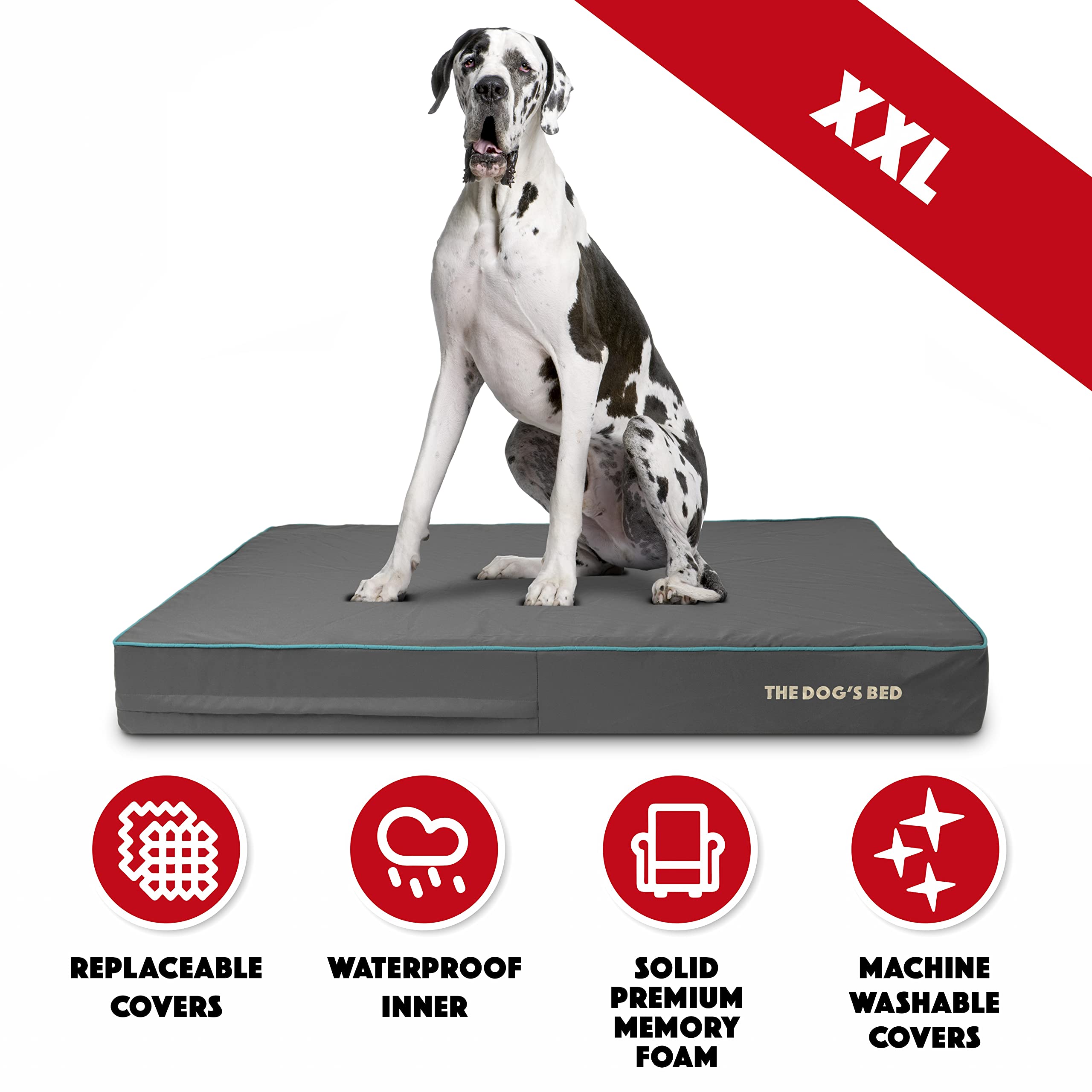 ASYストアThe Dog’s Bed XXL Bed Dog Orthopedic Memory Foam, Grey Premium