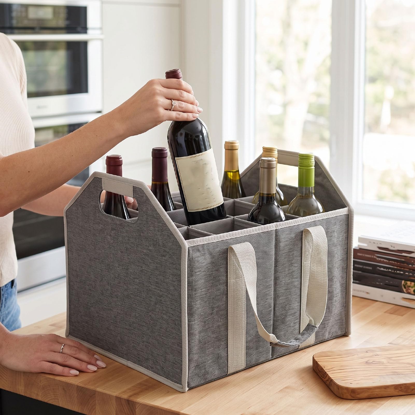 Yosoo Health Gear Bottle Wine Carrier 12, Scomparto Rimovibile Grigio