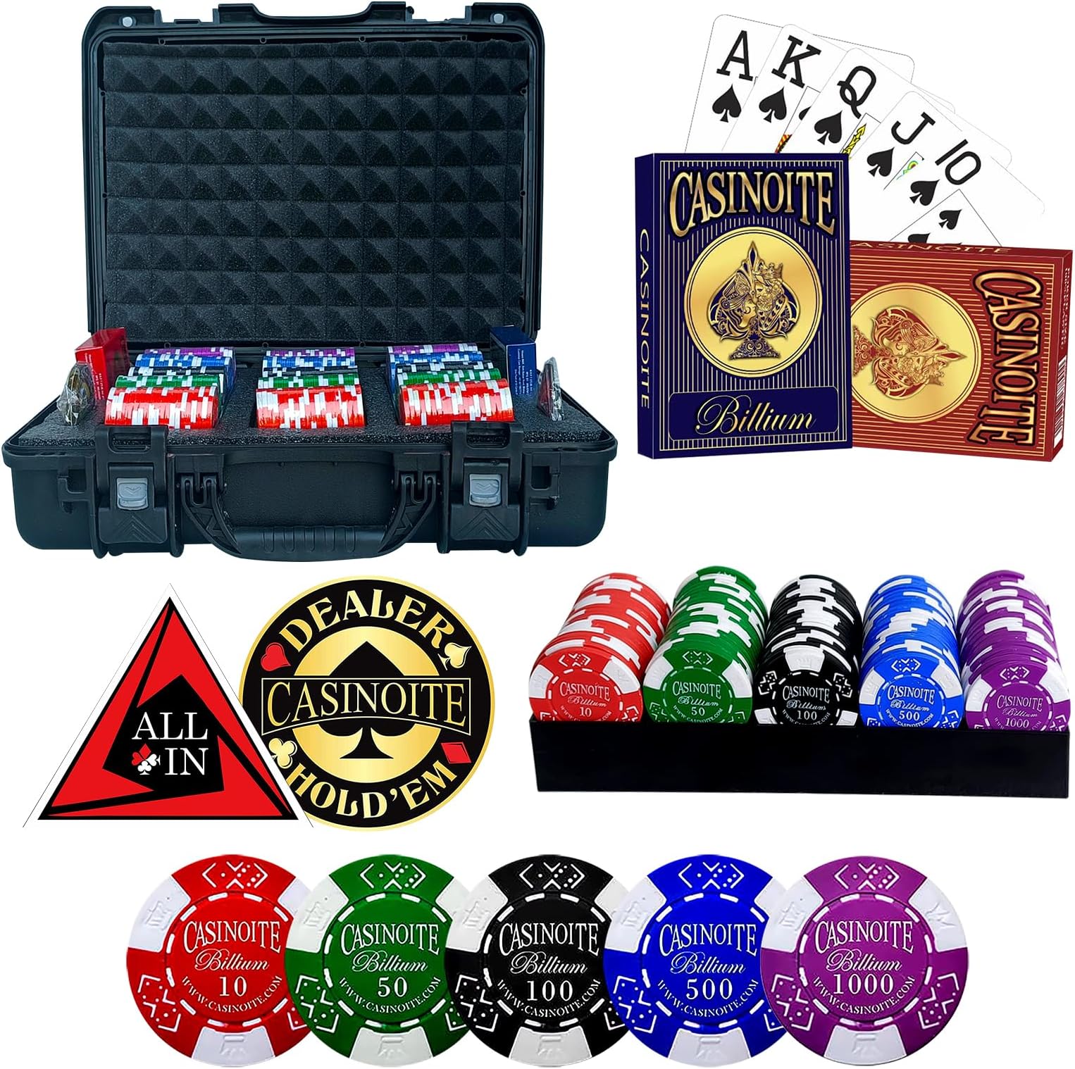 casinoite Billium Clay 300 Poker Chips Set Black