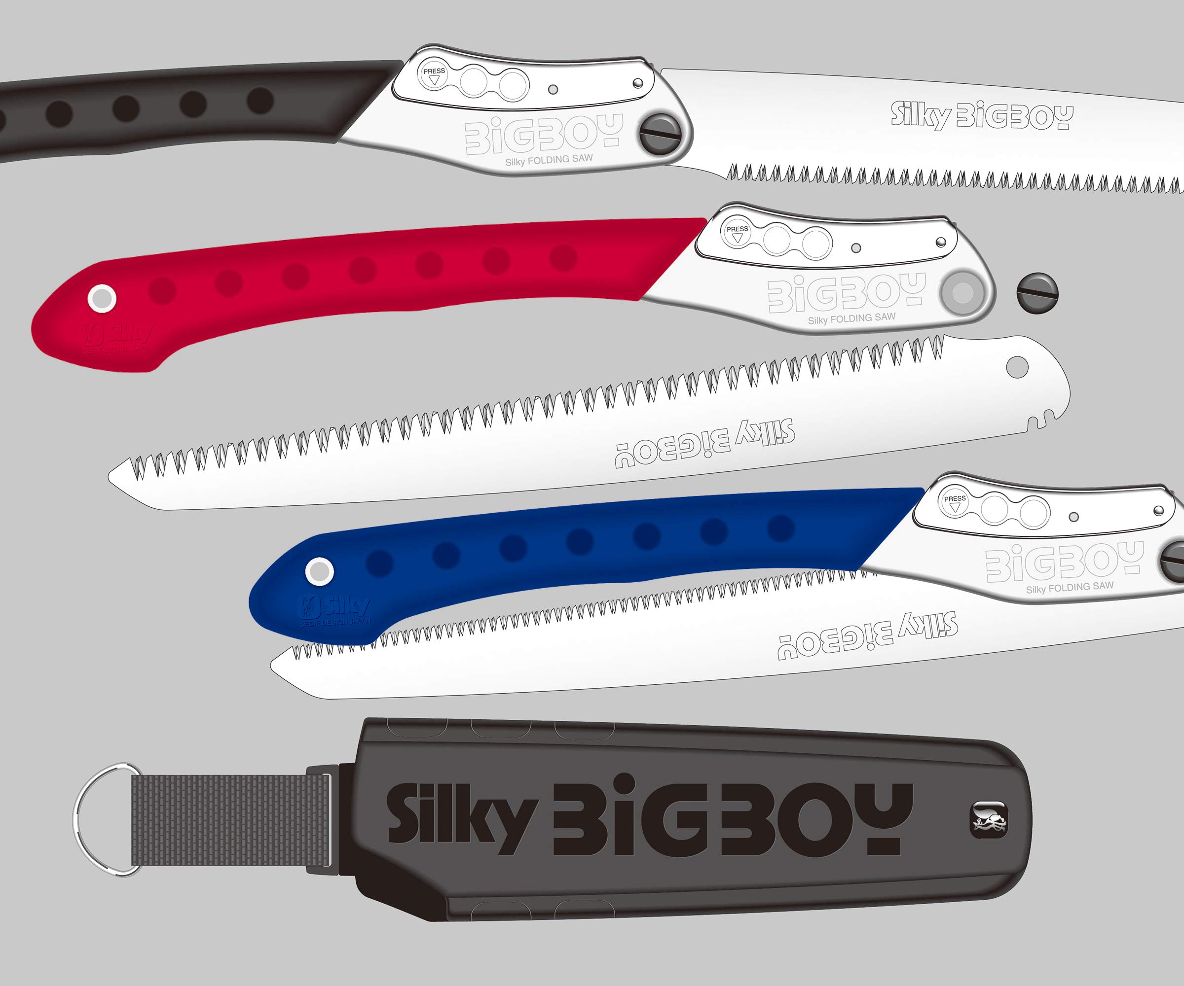 Silky BigBoy - Sierra plegable japonesa (incluye estuche grande, 360 mm, 7 dientes por pulgada), color rojo