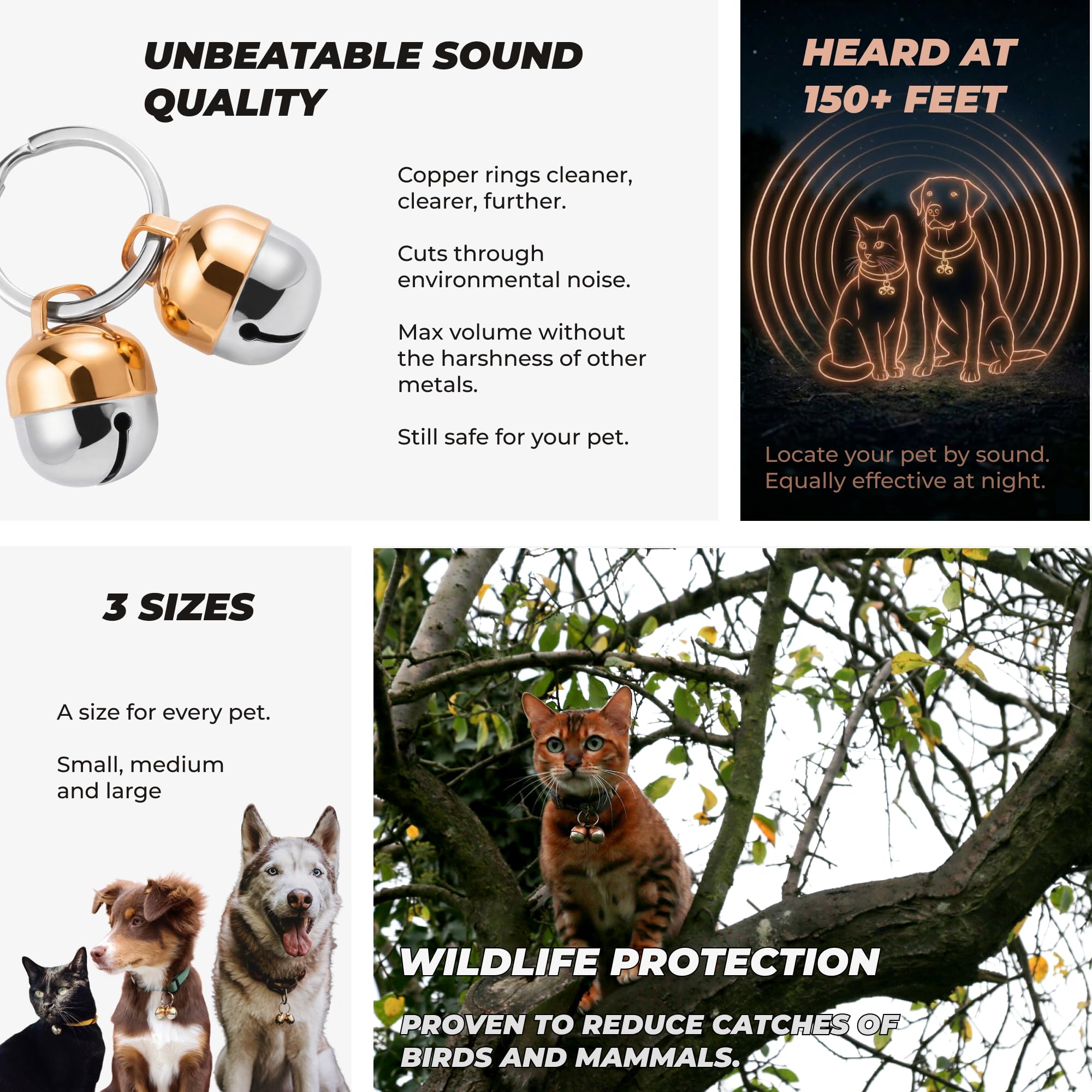 Beau's Bells - 2 campane extra forti per cani e gatti | Tracker di animali | Campane in rame fatte a mano