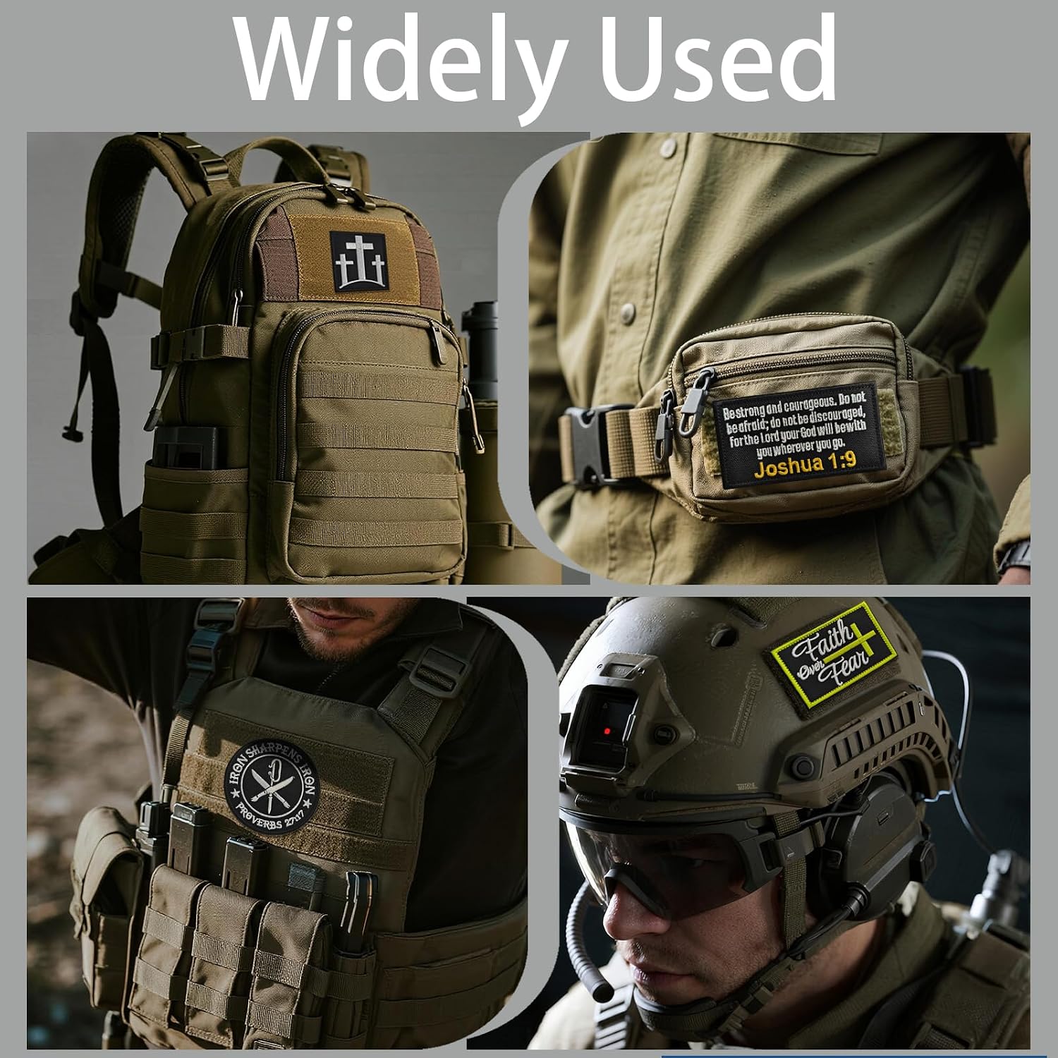 8pcs Christians Tactical Morale Patches, Hook & Loop Bible Verse Patches for Caps Bags Vests Military Uniforms