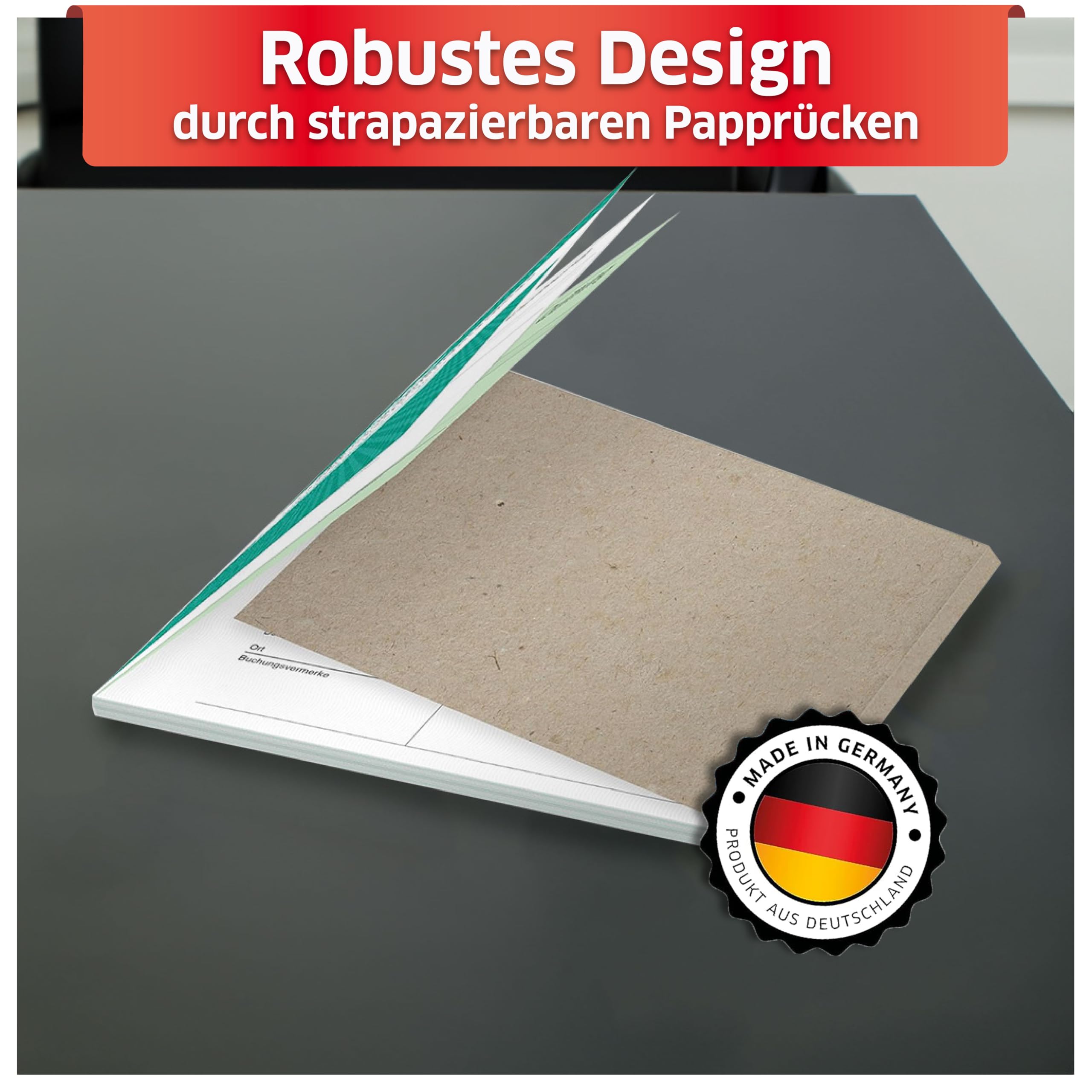 Primus Print Lot de 10 blocs de reçus Format A6 paysage 2 x 50 feuilles autocopiantes avec poinçon – Numérotation (sans TVA, 10 pièces)