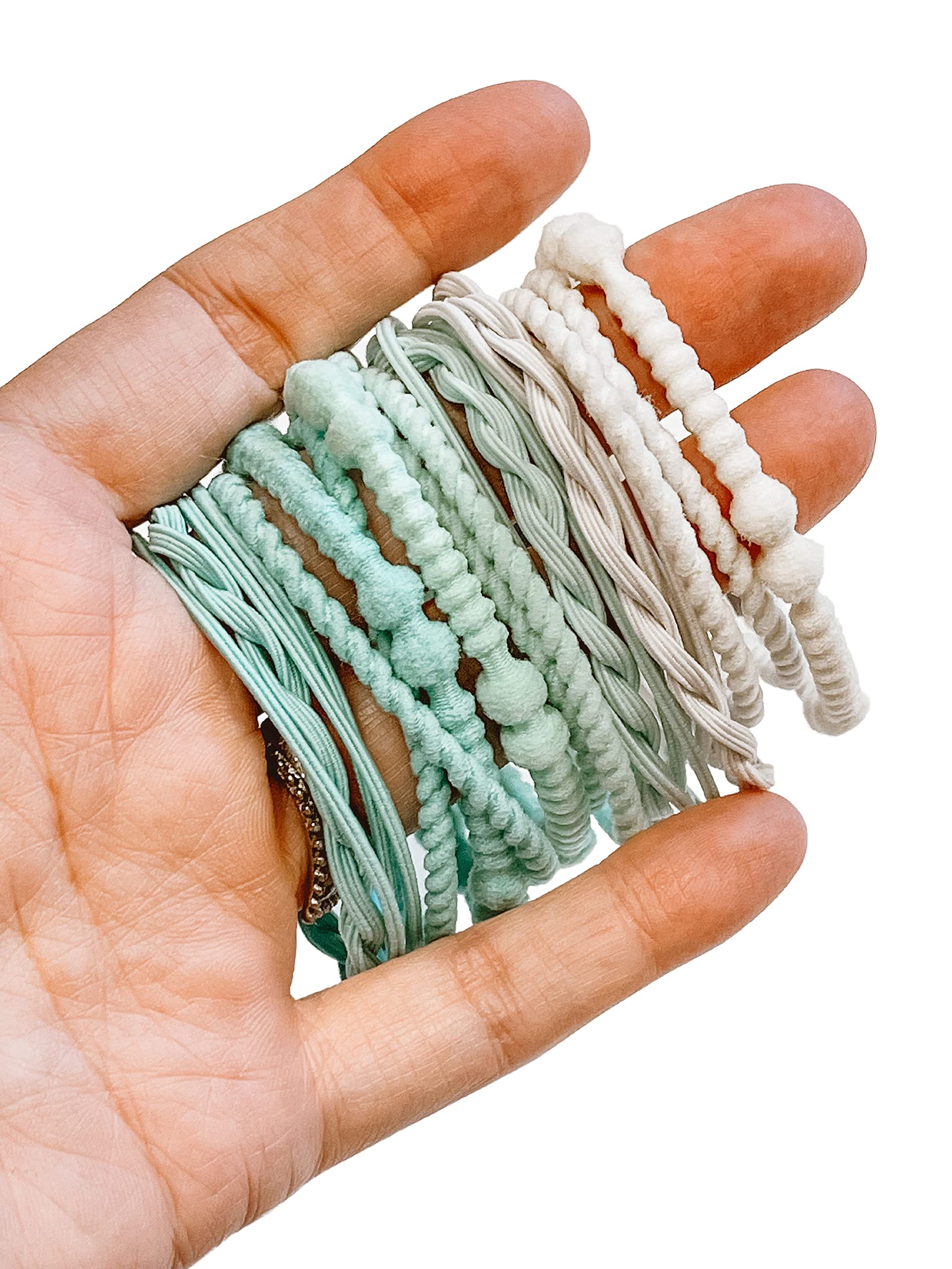 Elastic Hair Band Bracelets Stackable Boho Jewelry Accessory Set Medium Amazon.com : 20 PCS Boho Hair Ties Bracelets, No-Damage Hair  main image 2
