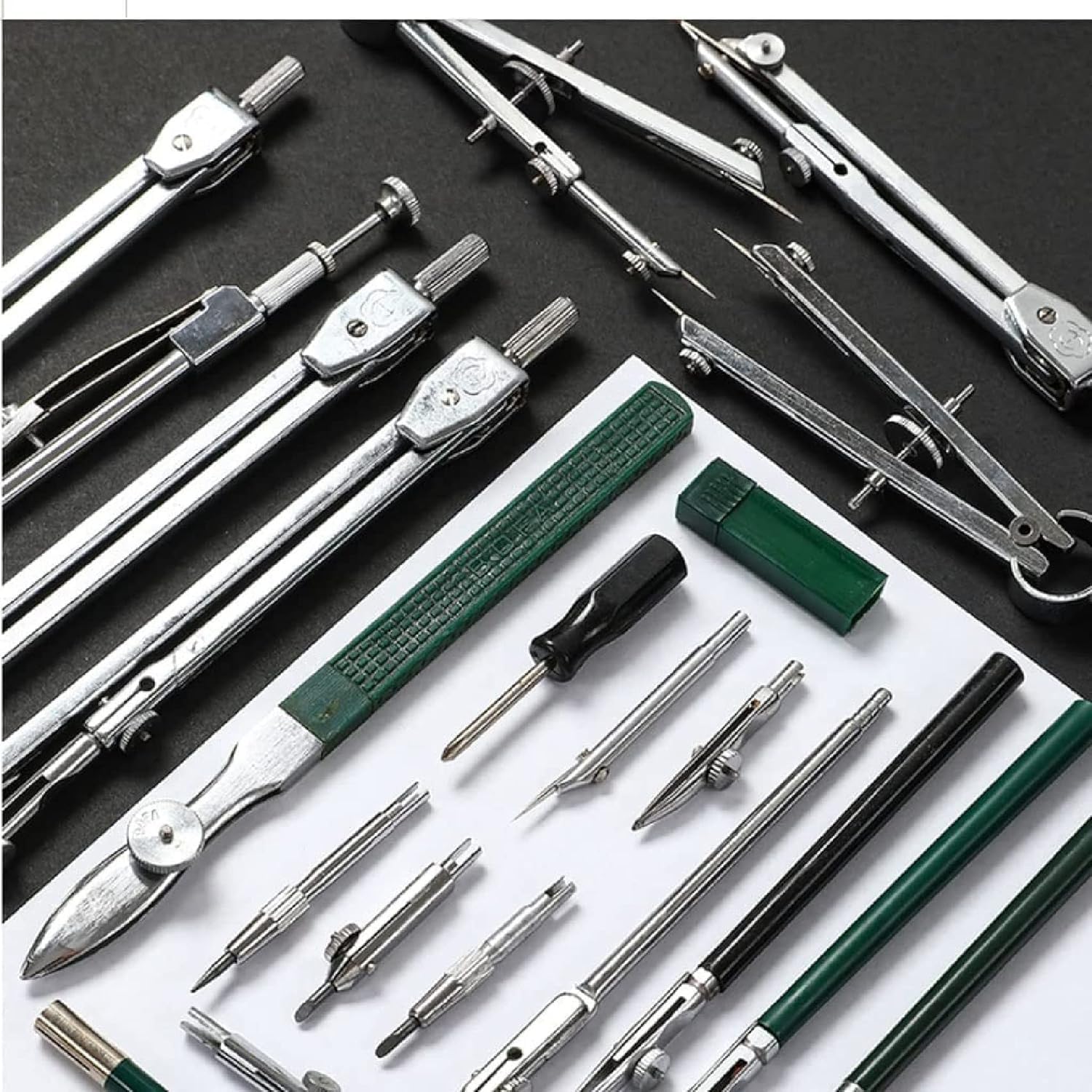 Set Da 23 Pezzi Per Geometria, Strumenti Da Geometria In Metallo Con Compasso Da Disegno, Strumenti Professionali Per Il Disegno Tecnico E Ingegneristico, Per Il Disegno Tecnico E La Creazione Cerchi