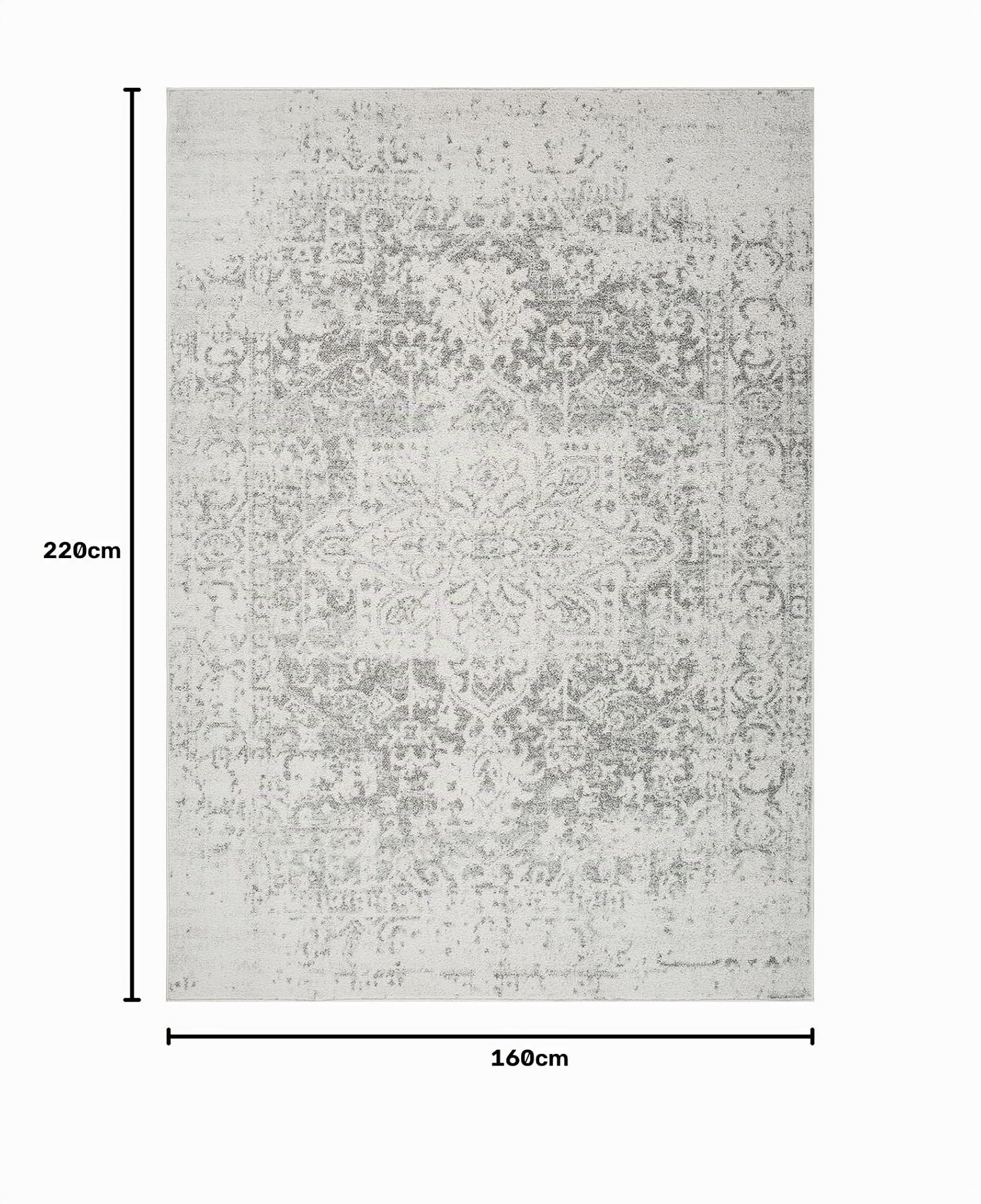Livabliss Juliette Syracusa Tapis Vintage 160x220 cm – Gris, Beige, Bohème