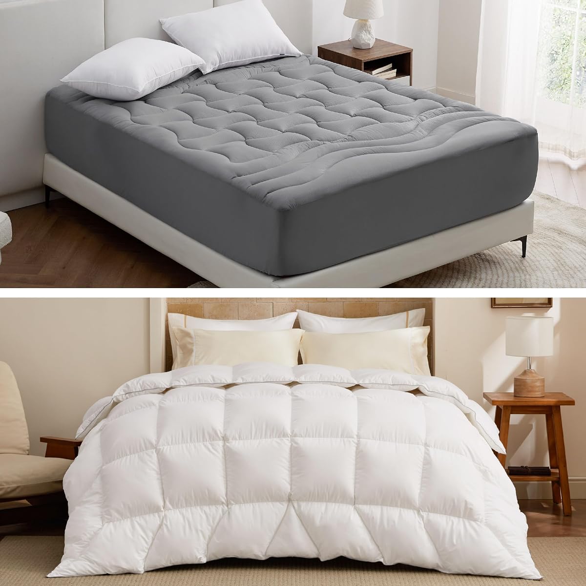 Bedsure Consigue gratis 1 protector de colchón con la compra de 1 edredón de plumas