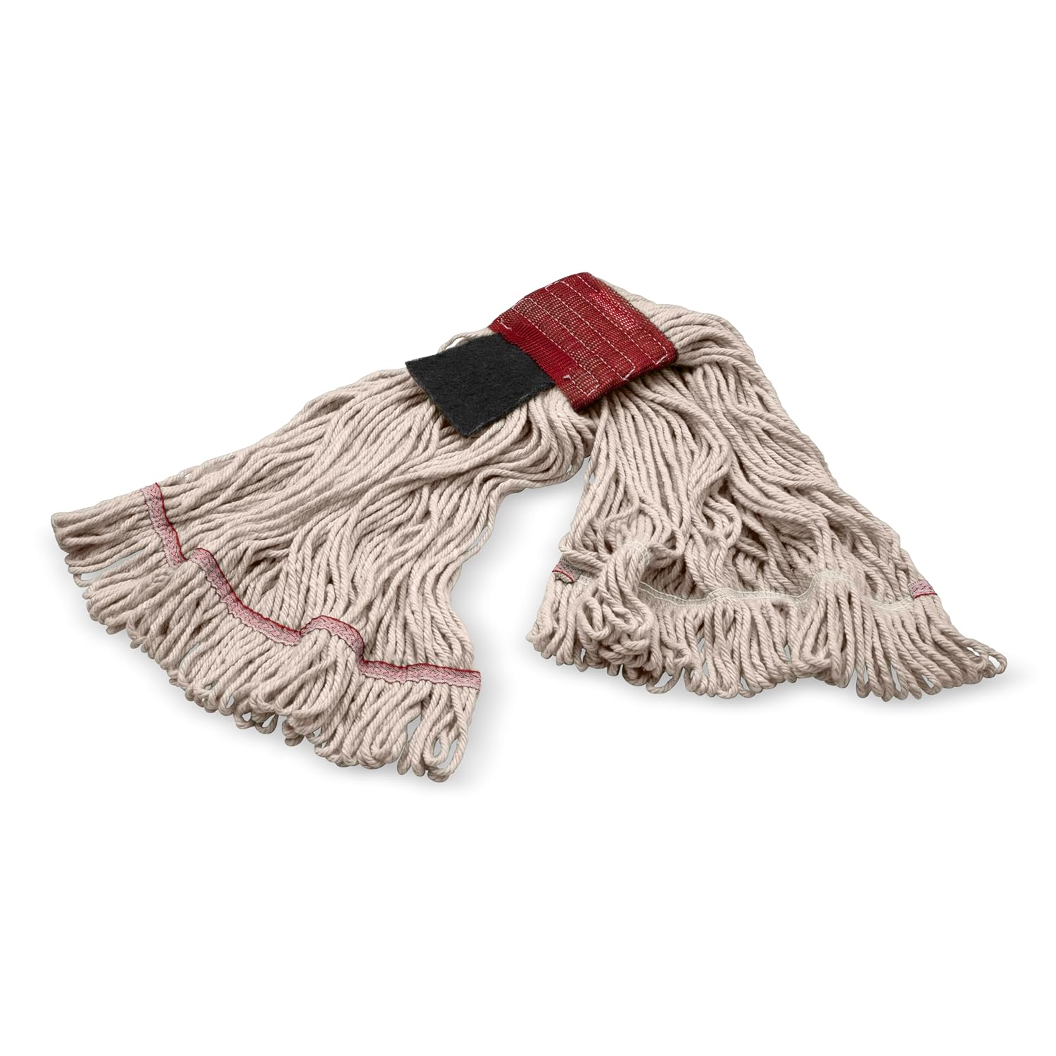 SPARTA Flo-Pac Mop Head Loop-Ended, Wide Band with 5" Red Band with Scrubber for Organized Cleaning, Large, Natural