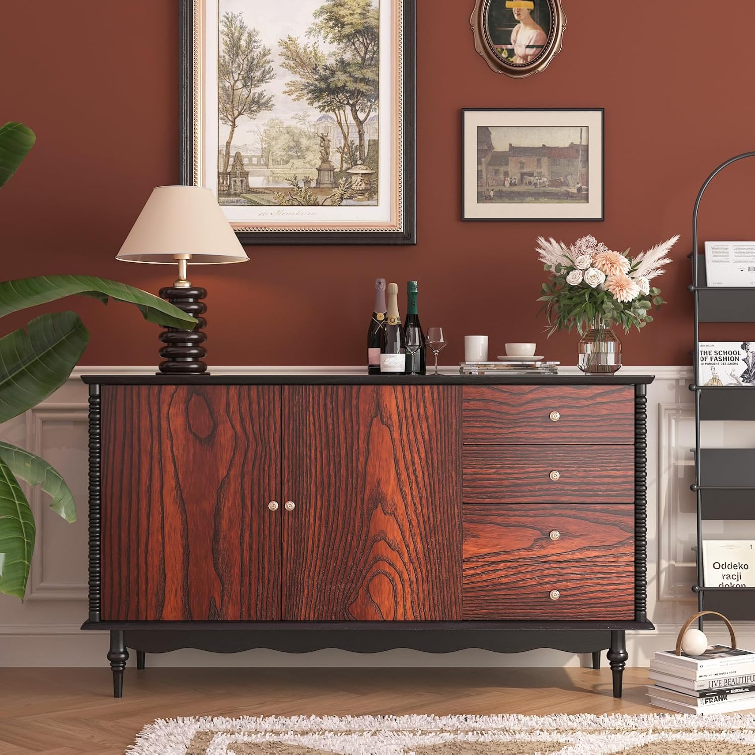 YENHOME 17.7"X276" Brown Wood Wallpaper Retro Walnut Wood Contact Paper for Kitchen Cabinets Counter Waterproof Removable Self-Adhesive Wood Vinyl Wrap for Furniture 3D Textured Wood Grain Home Décor