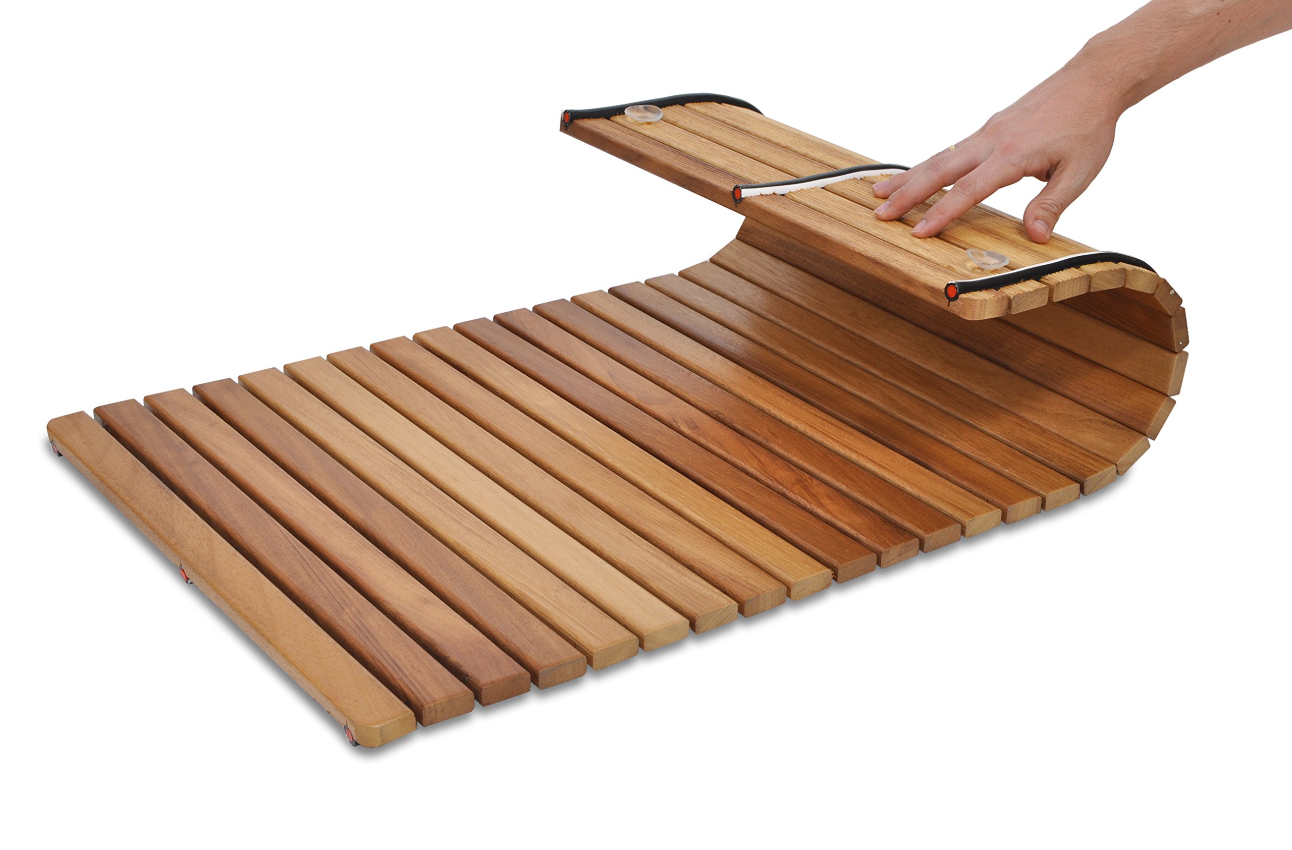 Tarima/Alfombra Flexible para Ducha y baño, en Madera de Teca (50 x 120 cm)