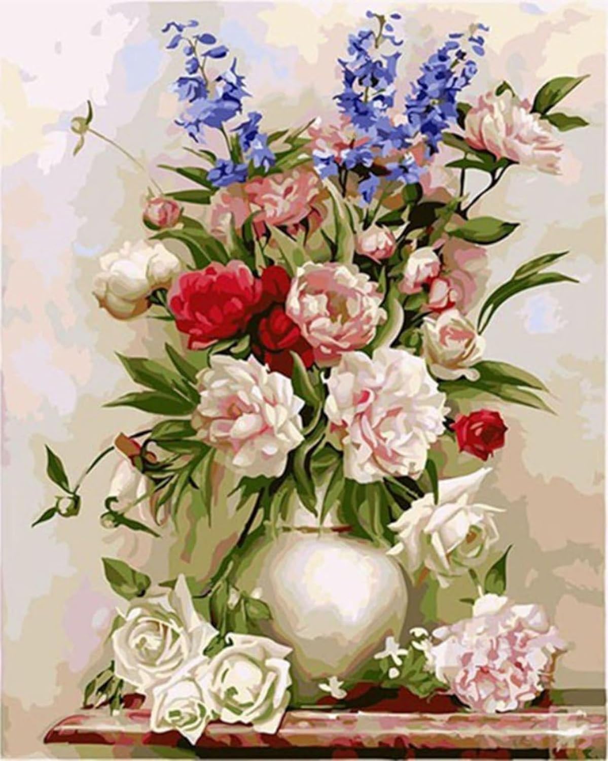 ABEUTY DIY Paint by Numbers for Adults Beginner，Lavender White Rose Vase Flowers 16x20 inches Number Painting Home Decoration Crafts (No Frame)
