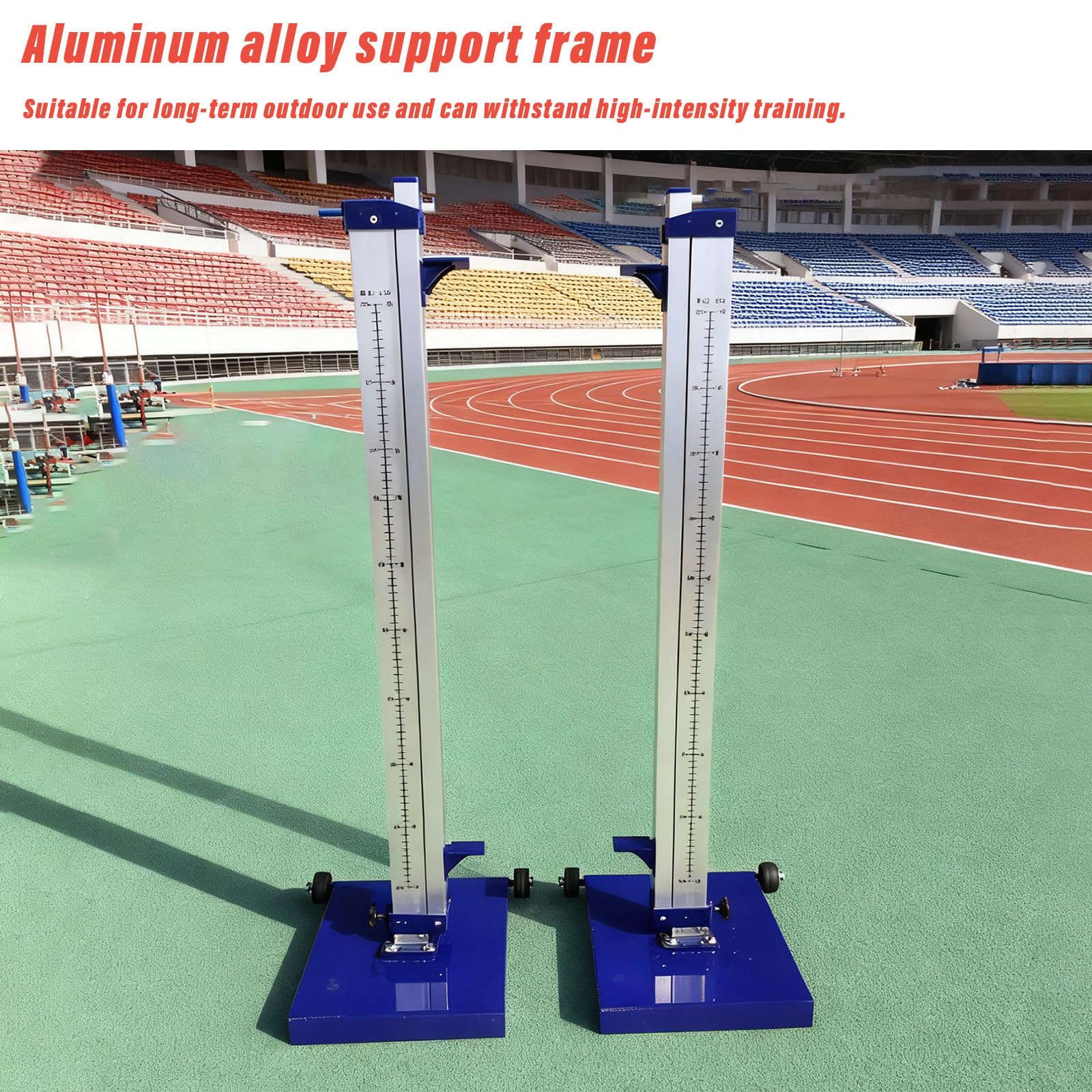 Portable High Jump Standards Pole, Moveable Base Stand Athletic High Jump Training Equipment, 30-230cm Adjustable Height for Track & Field & Middle School