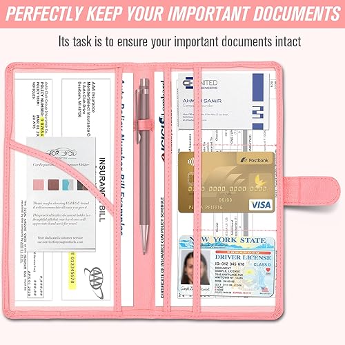 Miniatura 5 de foryou Soporte para registro de automóvil y seguro con cierre magnético, guantera de vehículo para documentos, organizador de papeleo