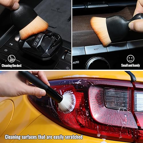 Miniatura 6 de Birbenben Juego de 6 cepillos para detalles de automóvil, kit de cepillos de limpieza para exteriores e interiores, cepillos para detalles de pelo