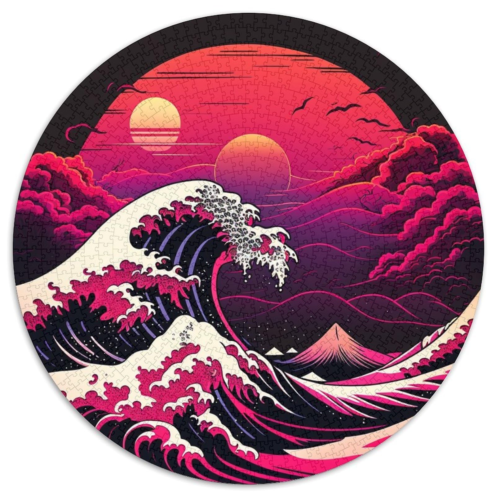 Japanese Waves Jigsaw Puzzles for Adults Adult Jigsaw Puzzles 1000 Pieces for Home Decor,Brain Training 67.5x67.5cm — image 1