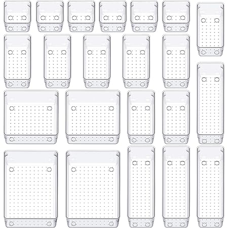 SMARTAKE 29-delige lade-organizer met antislip siliconen pads, 4-size bureaulade organizer trays opberglade voor make-up, sieraden, gebruiksvoorwerpen in slaapkamer, dressoir, kantoor en keuken
