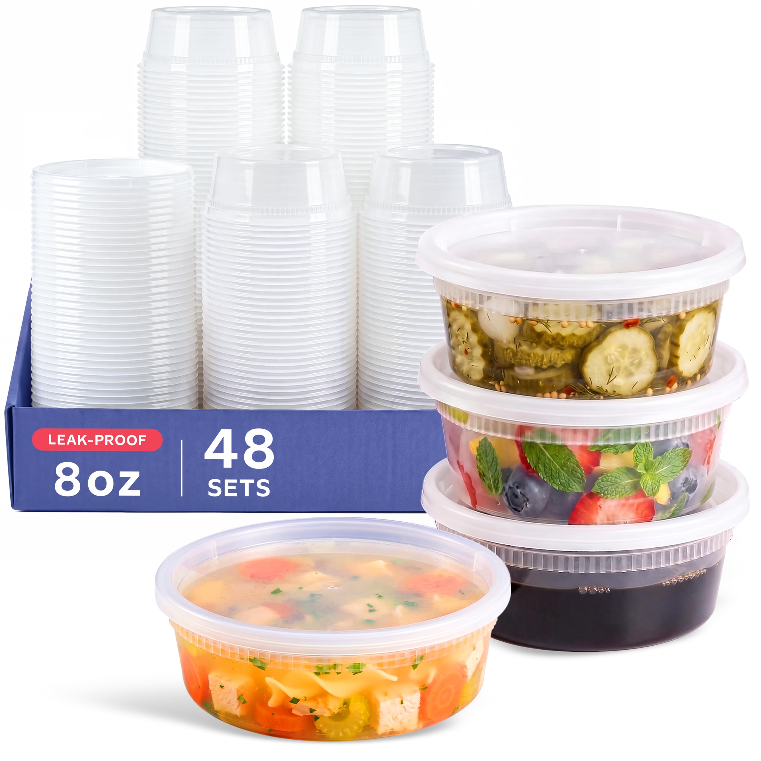 GUSTO 8 oz Plastic Deli Containers with Lids