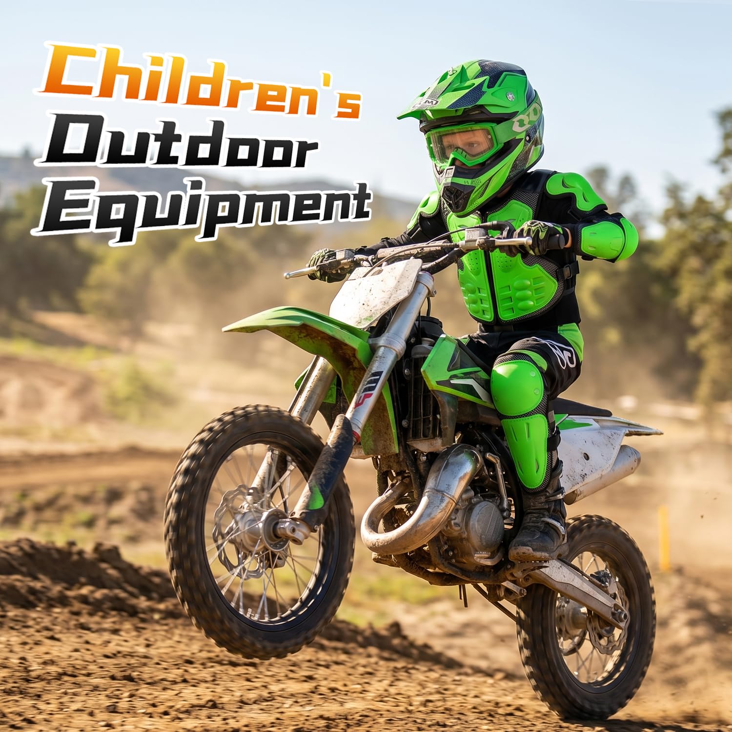 Protezione Pettorale Bambino – Set Protezioni Motocross Regolabile con Paraschiena, Ginocchiere e Gomitiere per MTB, BMX, Dirt Bike, Skate, Monopattino