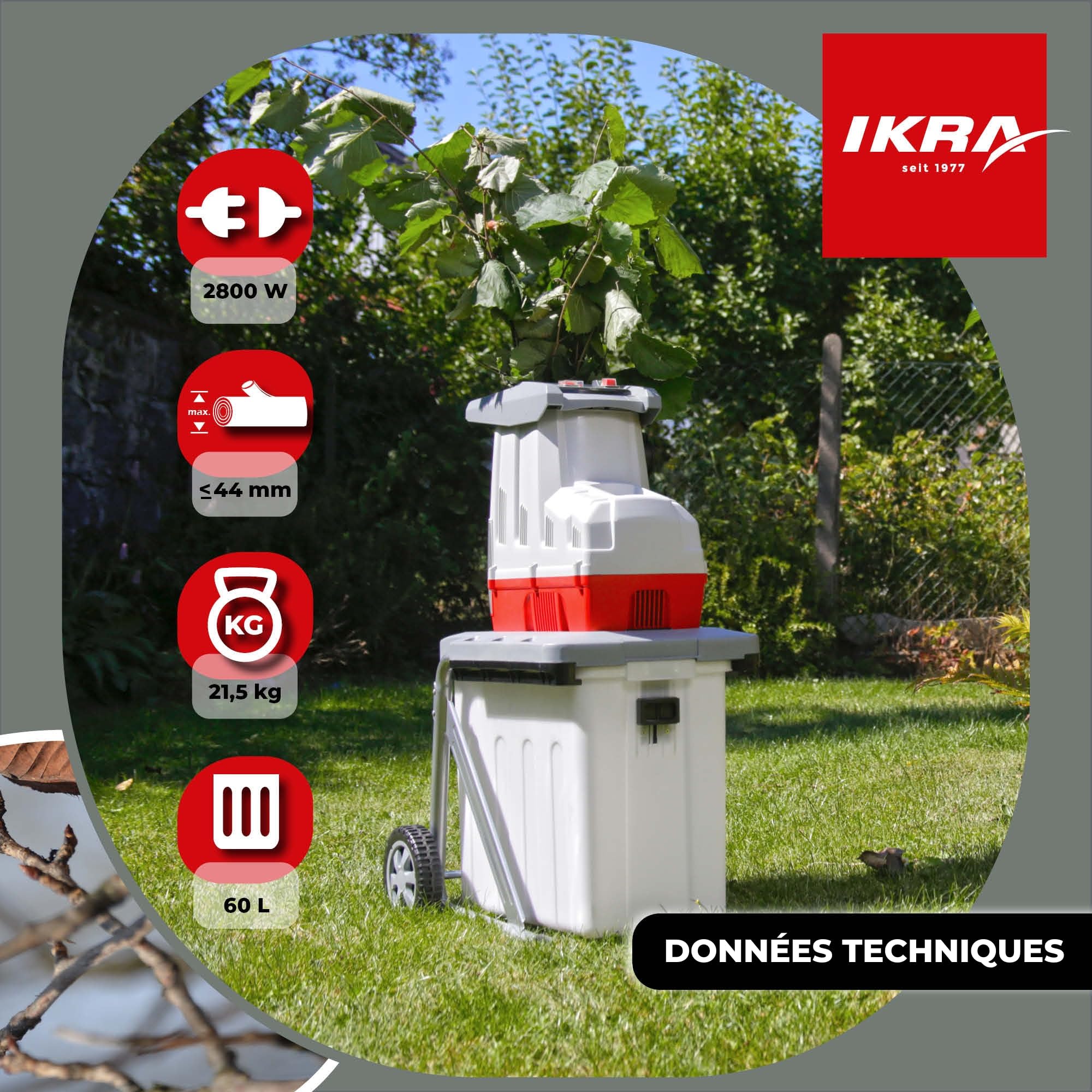 IKRA broyeur électrique à Rouleaux ILH 2800, diamètre de Branche 44mm