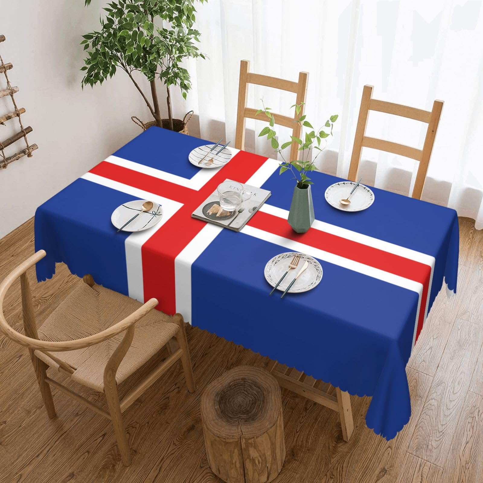Nappe carrée Islande en polyester lavable pour table rectangulaire
