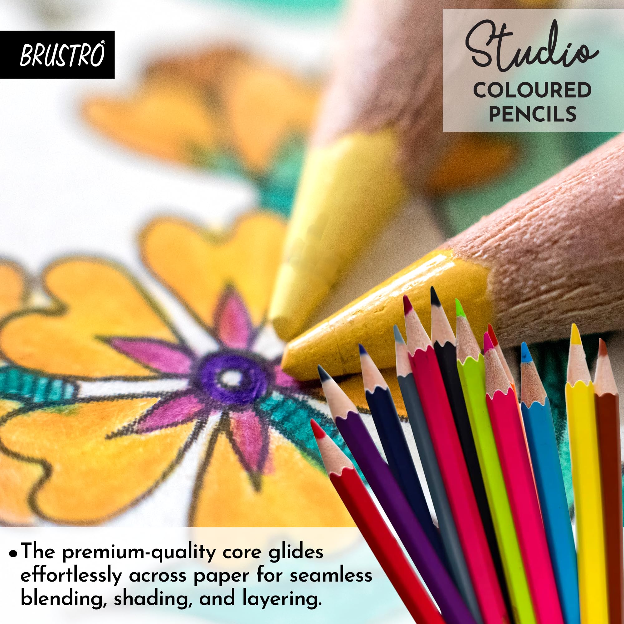 BRUSTRO Colour Pencil Set - 24 Vibrant Colours -9 BRUSTRO Colour Pencil Set - 24 Vibrant Colours -9