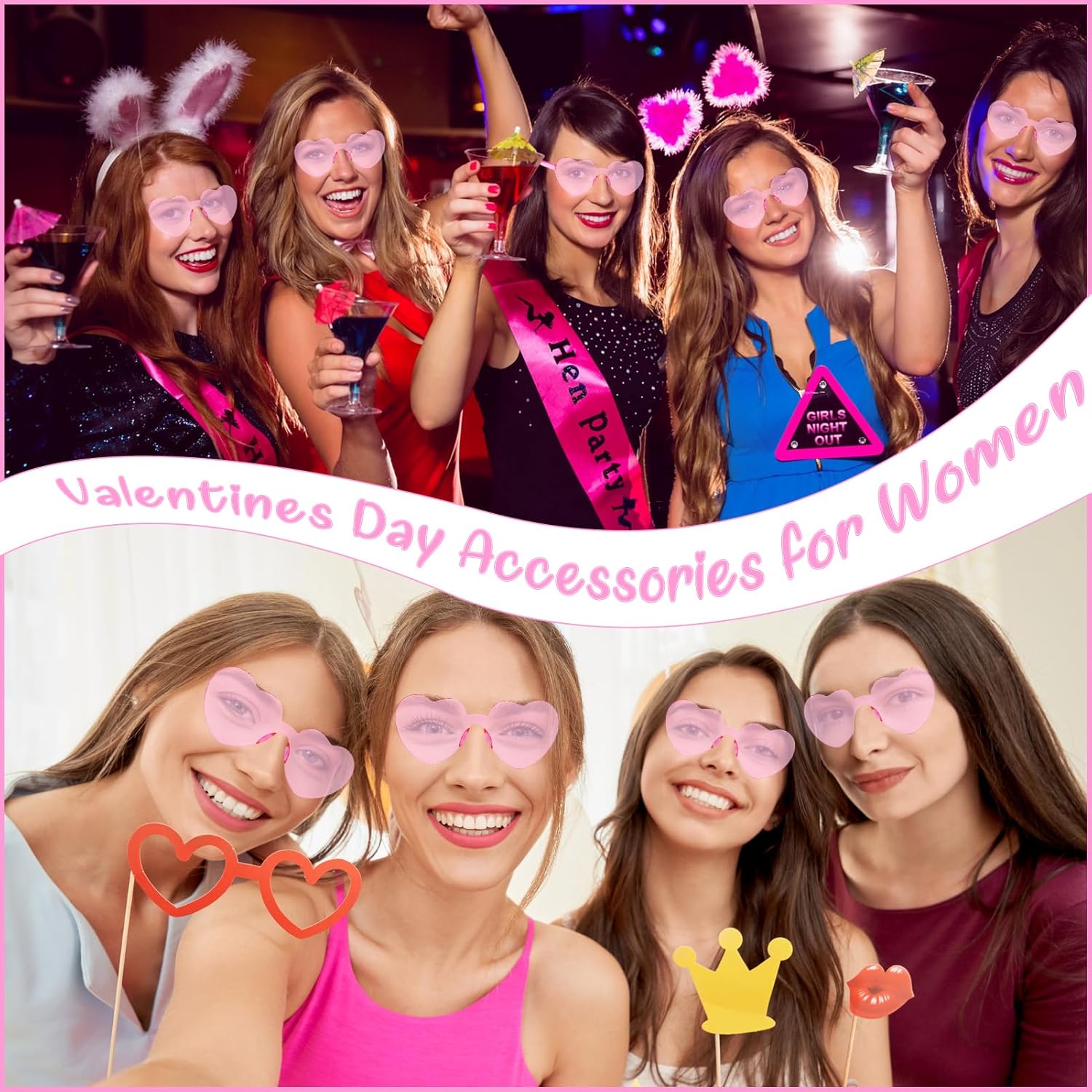 Valentines Heart Shaped Glasses for Women Girls 12 Pairs Valentines Party Favors Pink Sunglasses Bulk Galentines Day Decorations Valentine Glasses Goodie Bag Stuffers Gifts Eyewear Accessories Kids - Image 5