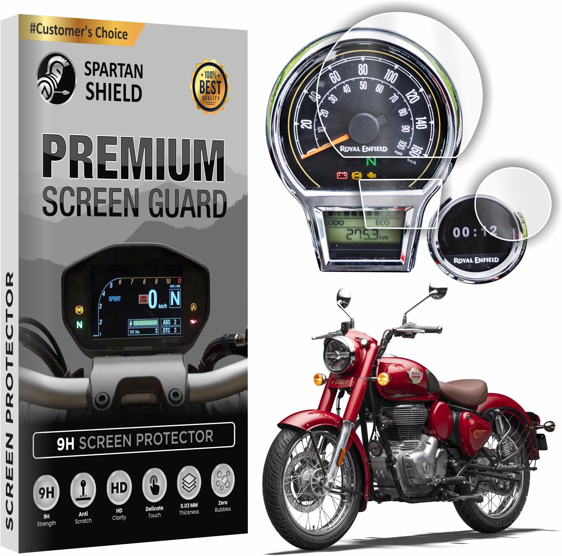 Screen Protector For ROYAL ENFIELD CLASSIC 350 [with Tripper Navigation Screen] - 4 inch Instrument Cluster Guard | Classic350 TFT Display Cluster Accessory 2024 [Not Tempered Glass]