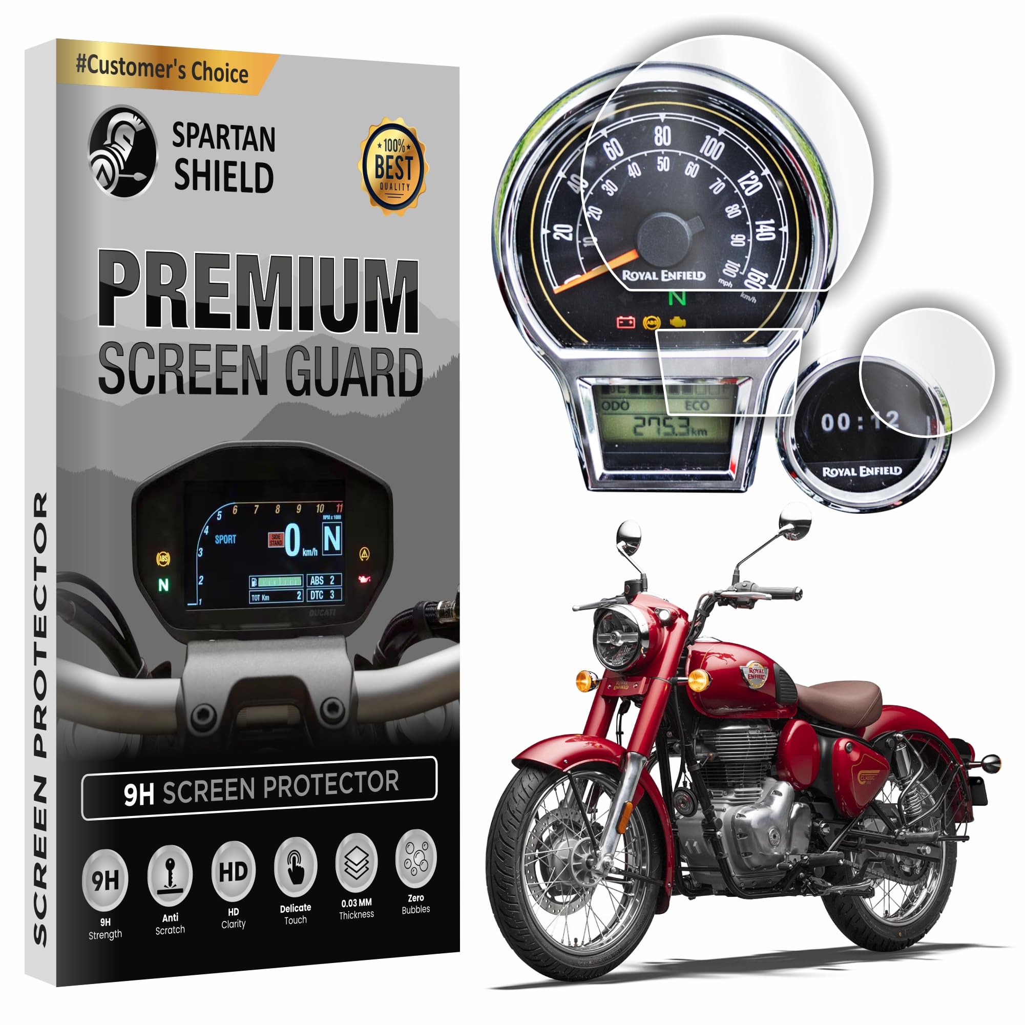 Screen Protector For ROYAL ENFIELD CLASSIC 350 [with Tripper Navigation Screen] - 4 inch Instrument Cluster Guard | Classic350 TFT Display Cluster Accessory 2024 [Not Tempered Glass]