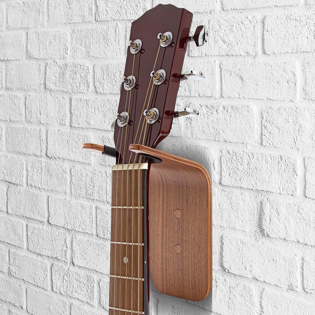 Guitar Wall Hanger - Secure Guitar Wall Mount for Acoustic/Ukulele - Space-Saving Guitar Accessories - Easy to Install Guitar Hook - Elegant Design Guitar Stand for Home/Studio Neck up to 2 in (50mm)